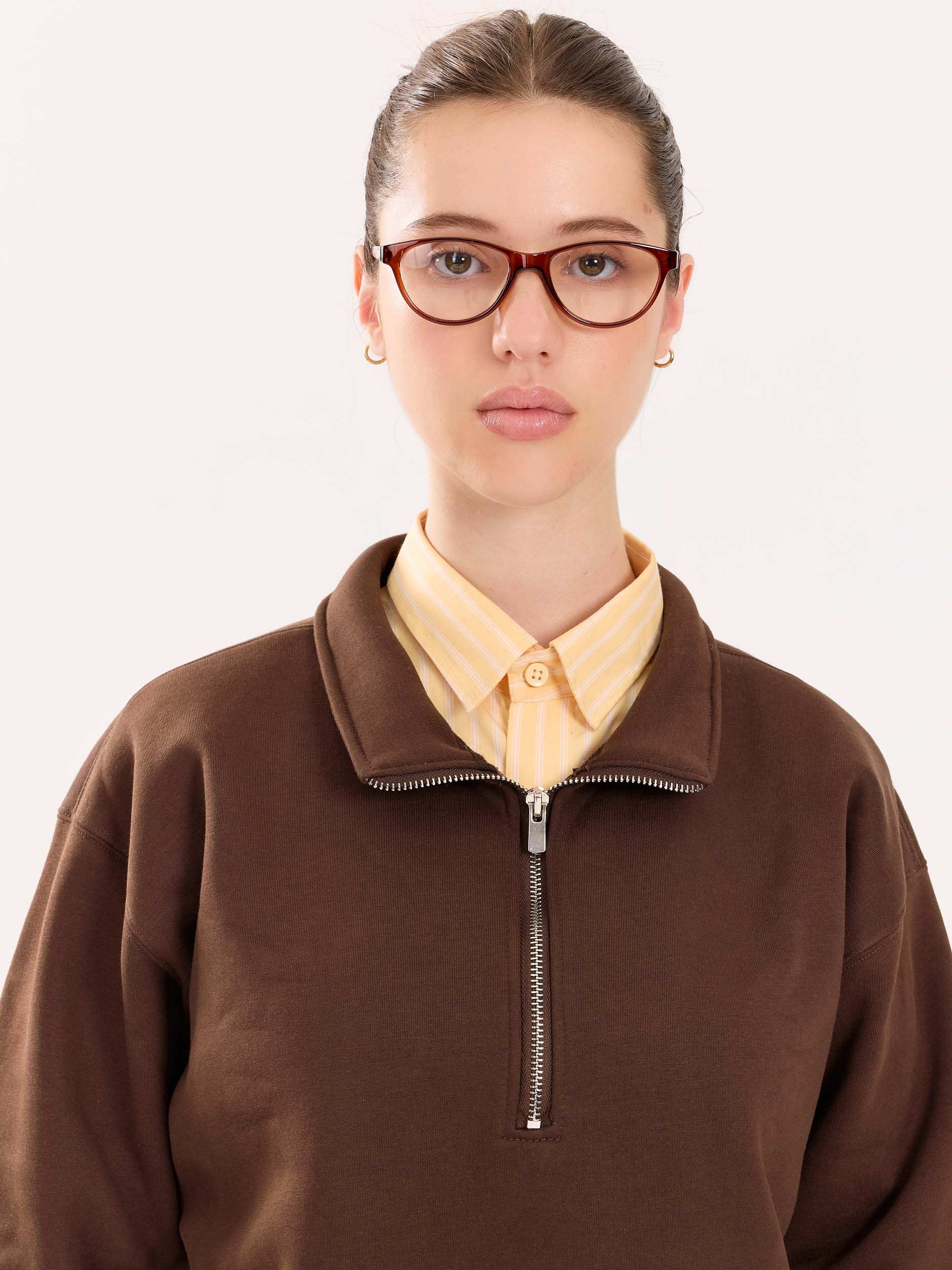 Dark Brown Quarter-Zip Sweatshirt - Image 6