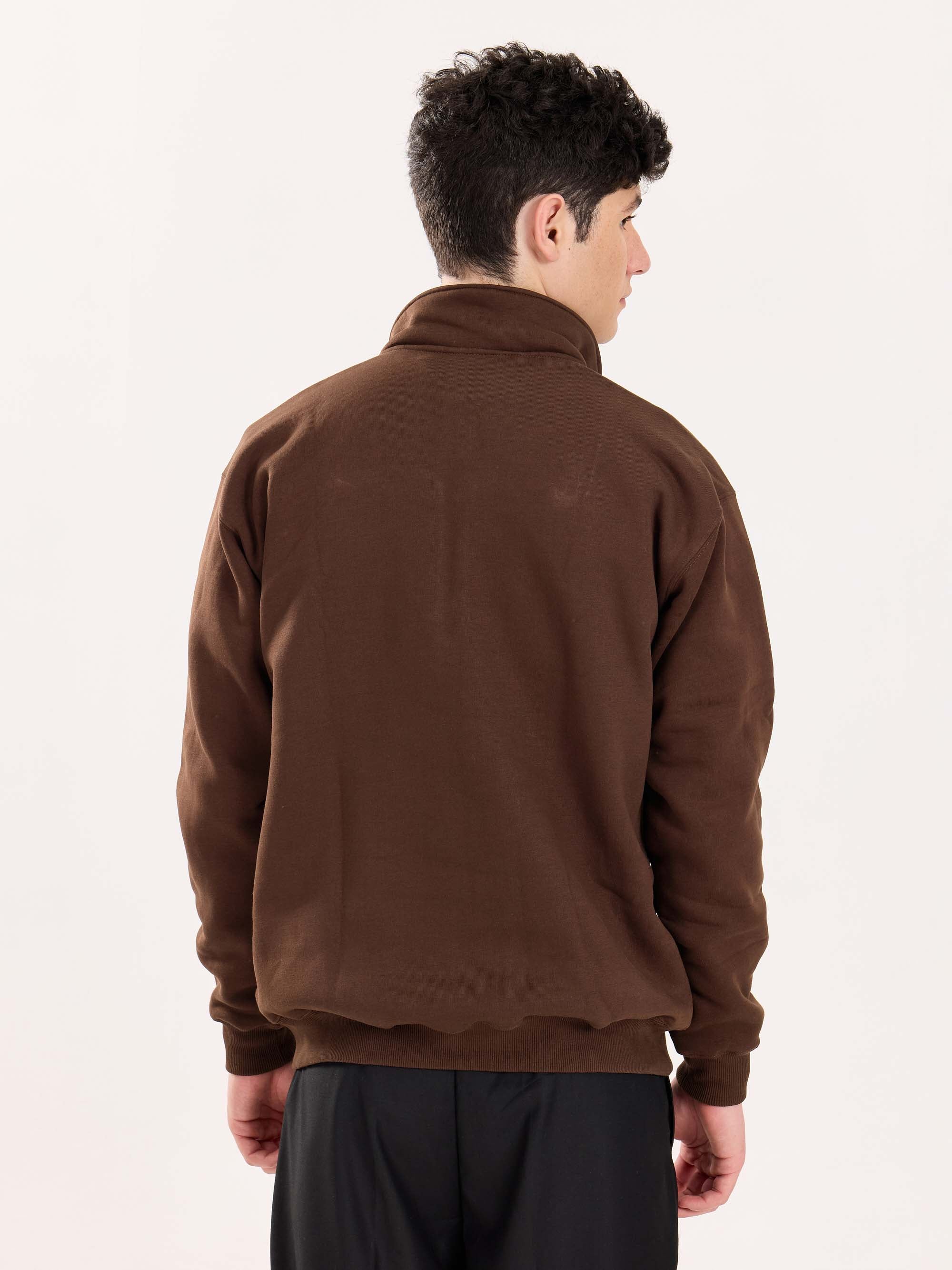 Dark Brown Quarter-Zip Sweatshirt - Image 8