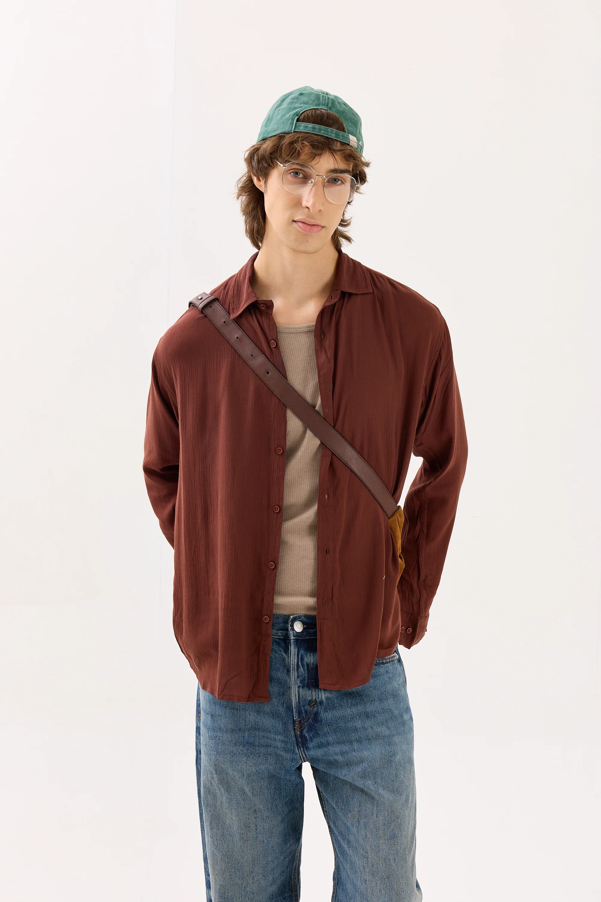 Dark Brown Wrinkled Shirt - Image 2
