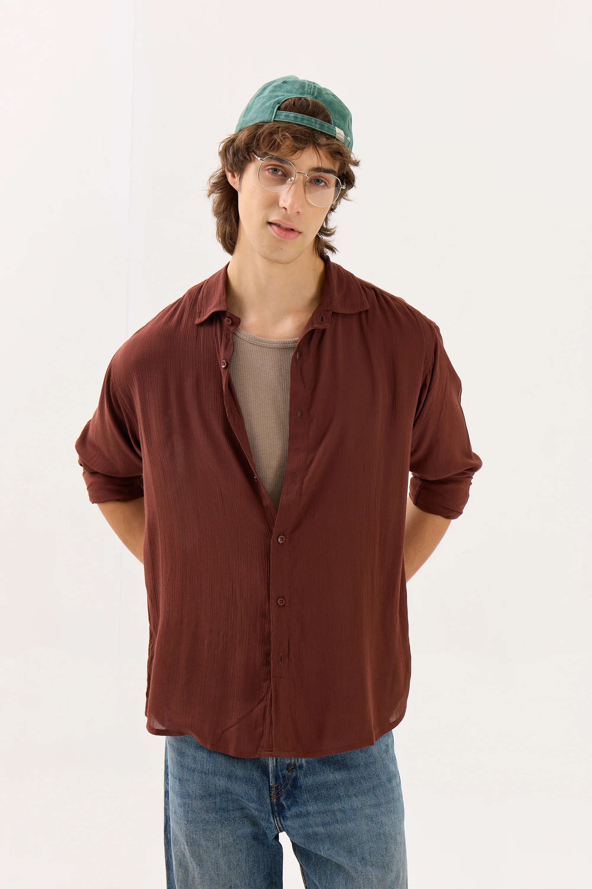 Dark Brown Wrinkled Shirt - Image 5