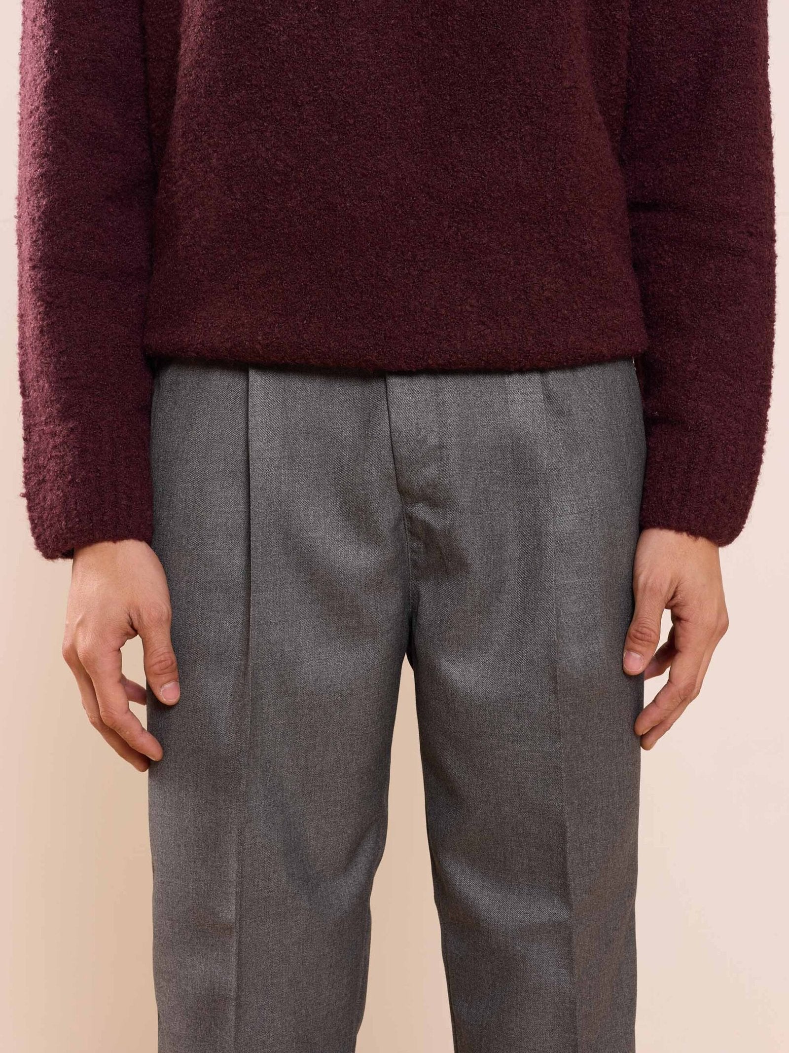 Dark Grey Textured Baggy Fit Trousers - Image 3