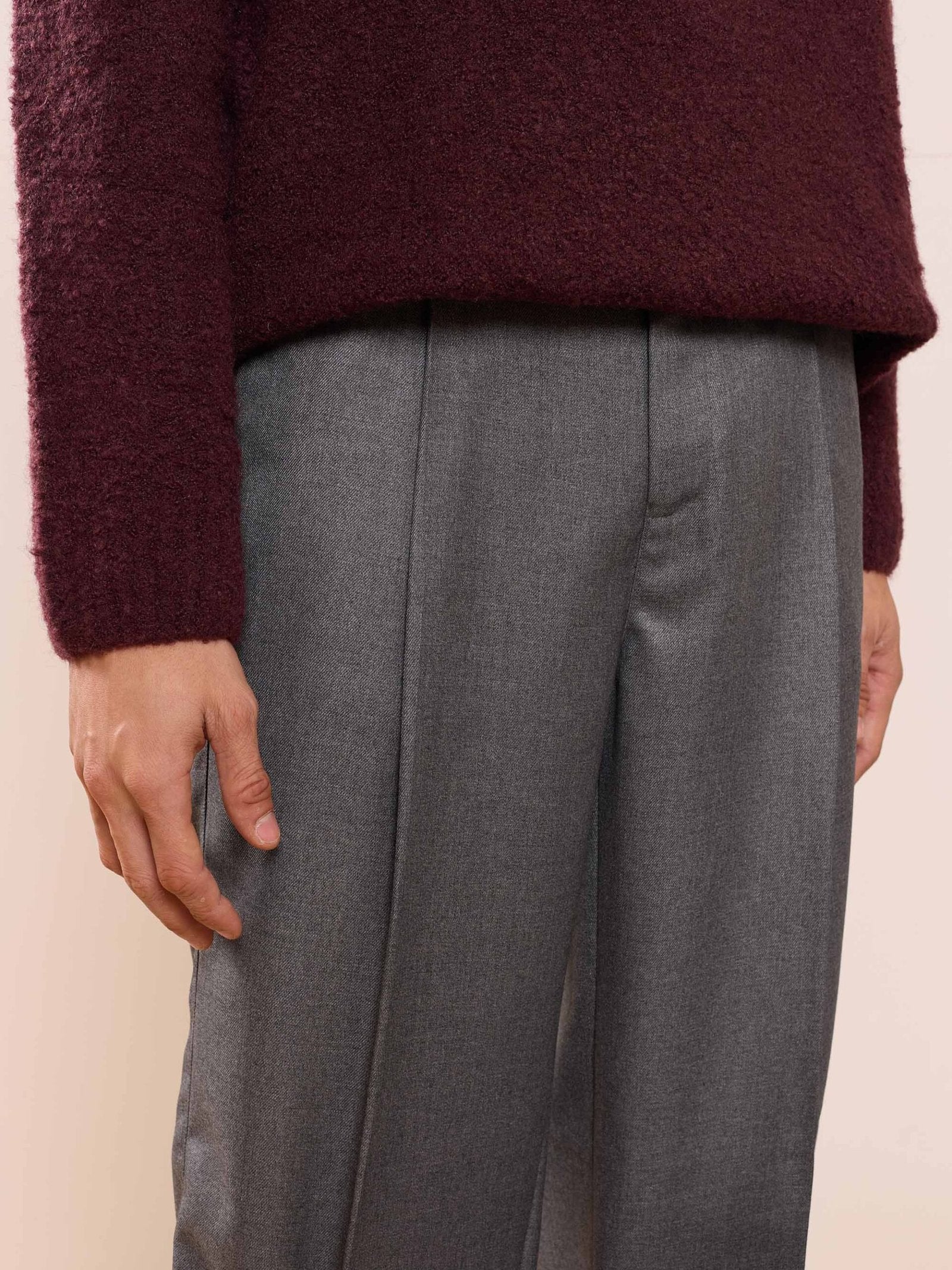 Dark Grey Textured Baggy Fit Trousers - Image 8