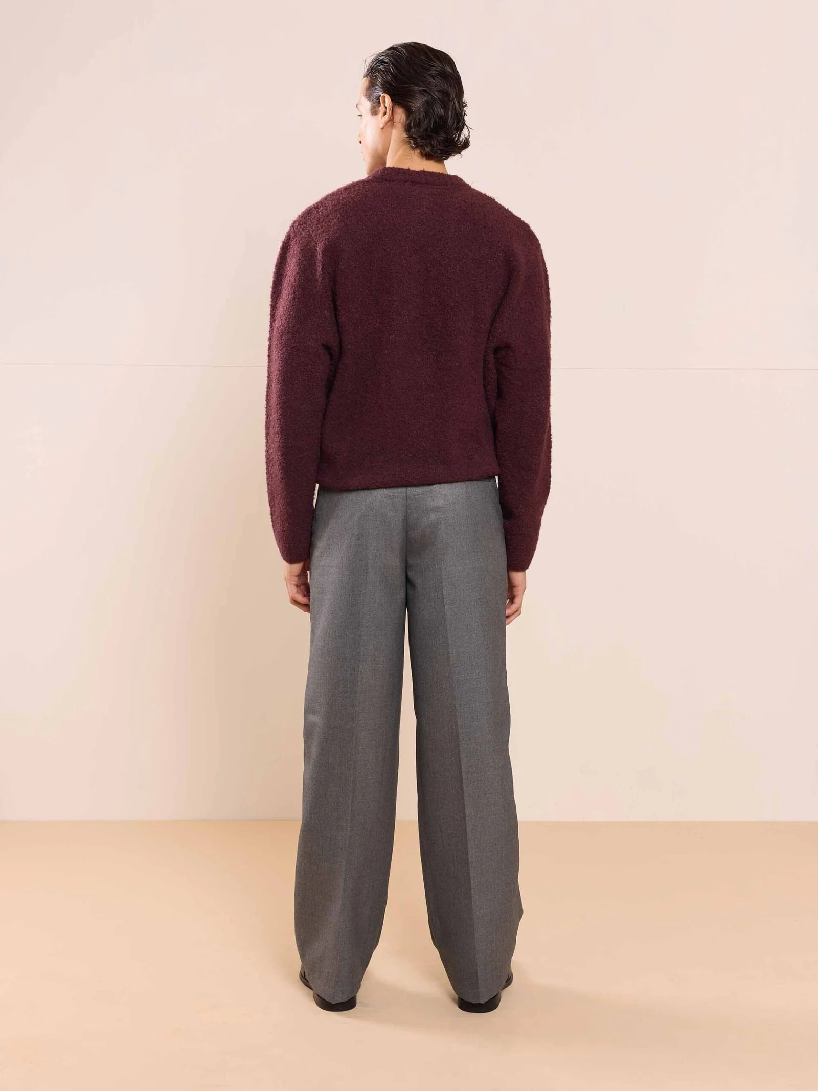 Dark Grey Textured Baggy Fit Trousers - Image 9
