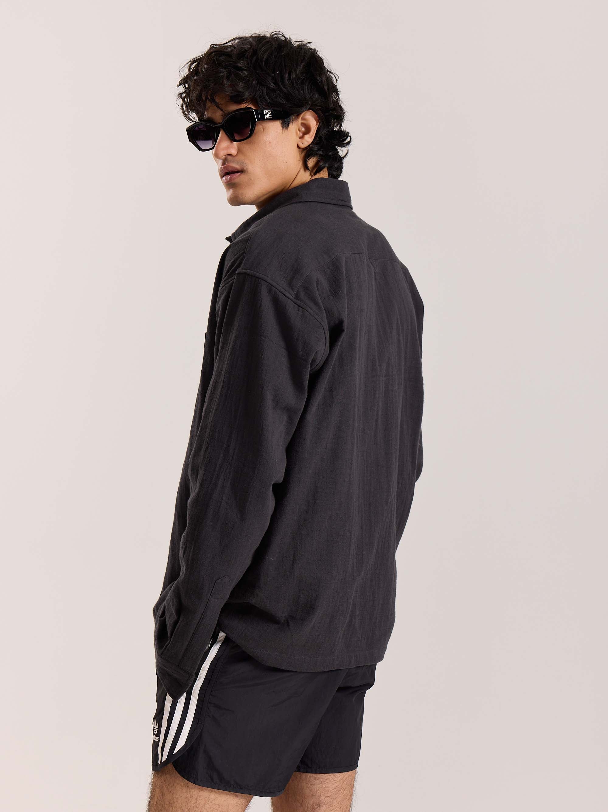 Dark Grey Gauze Holiday Shirt - Image 6