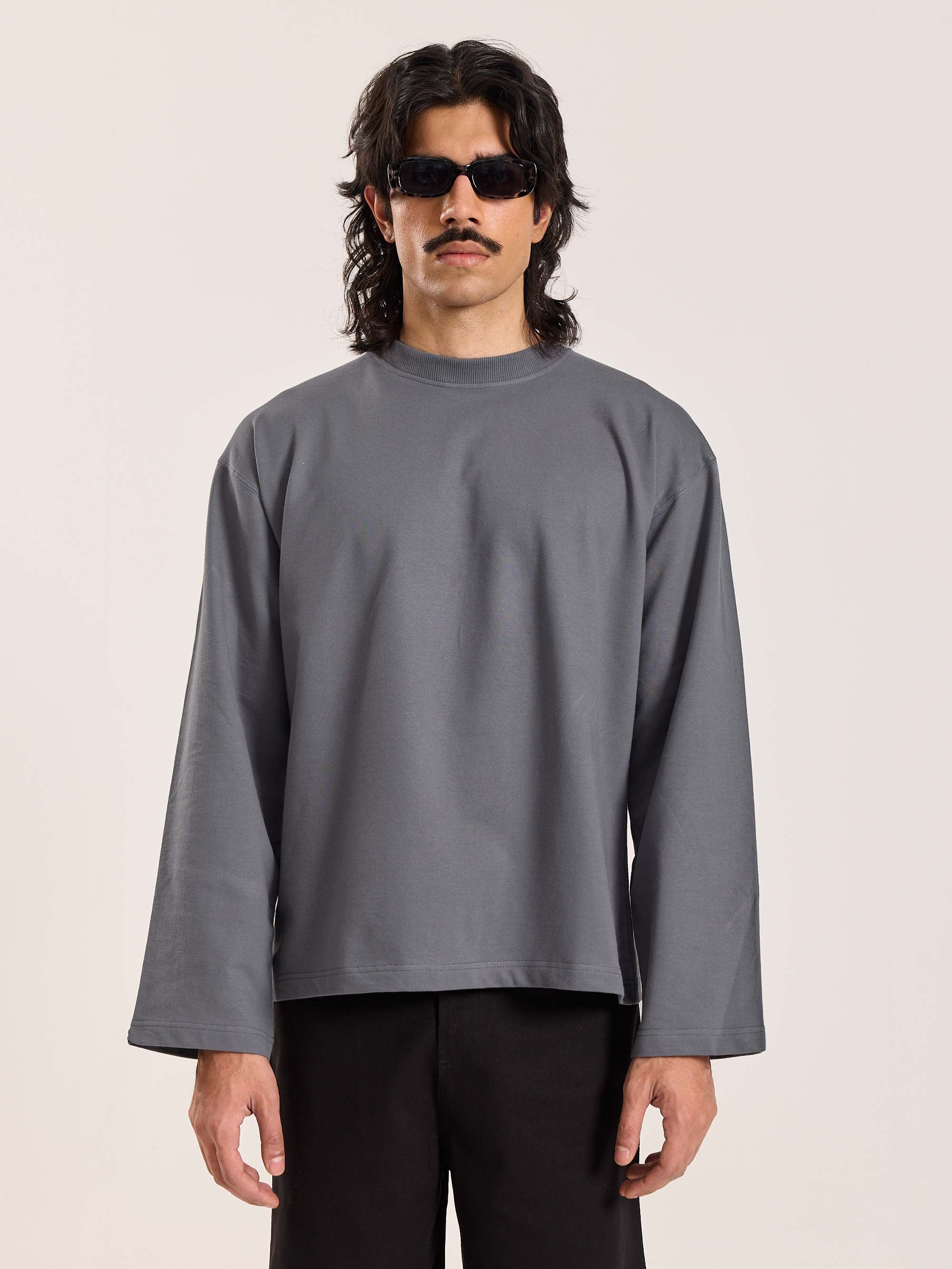 Dark Grey Loose Fit Cropped T-Shirt - Image 3