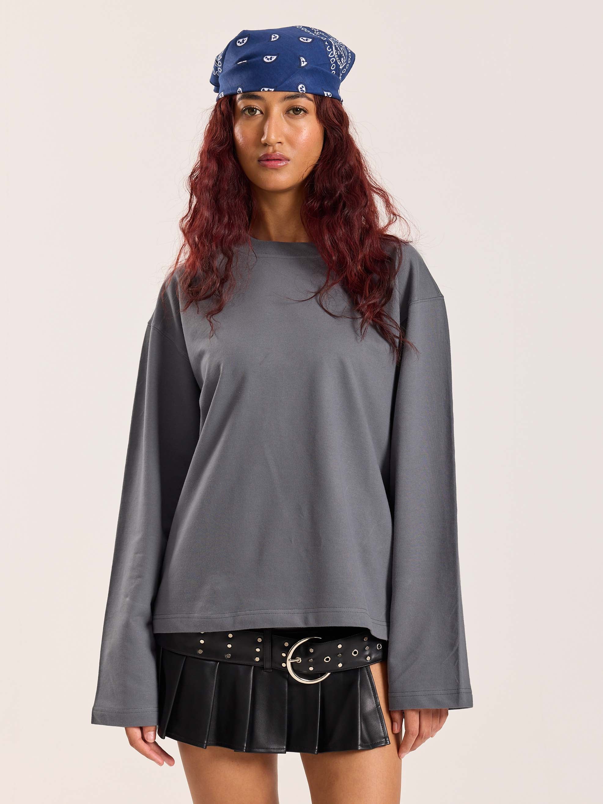 Dark Grey Loose Fit Cropped T-Shirt - Image 4