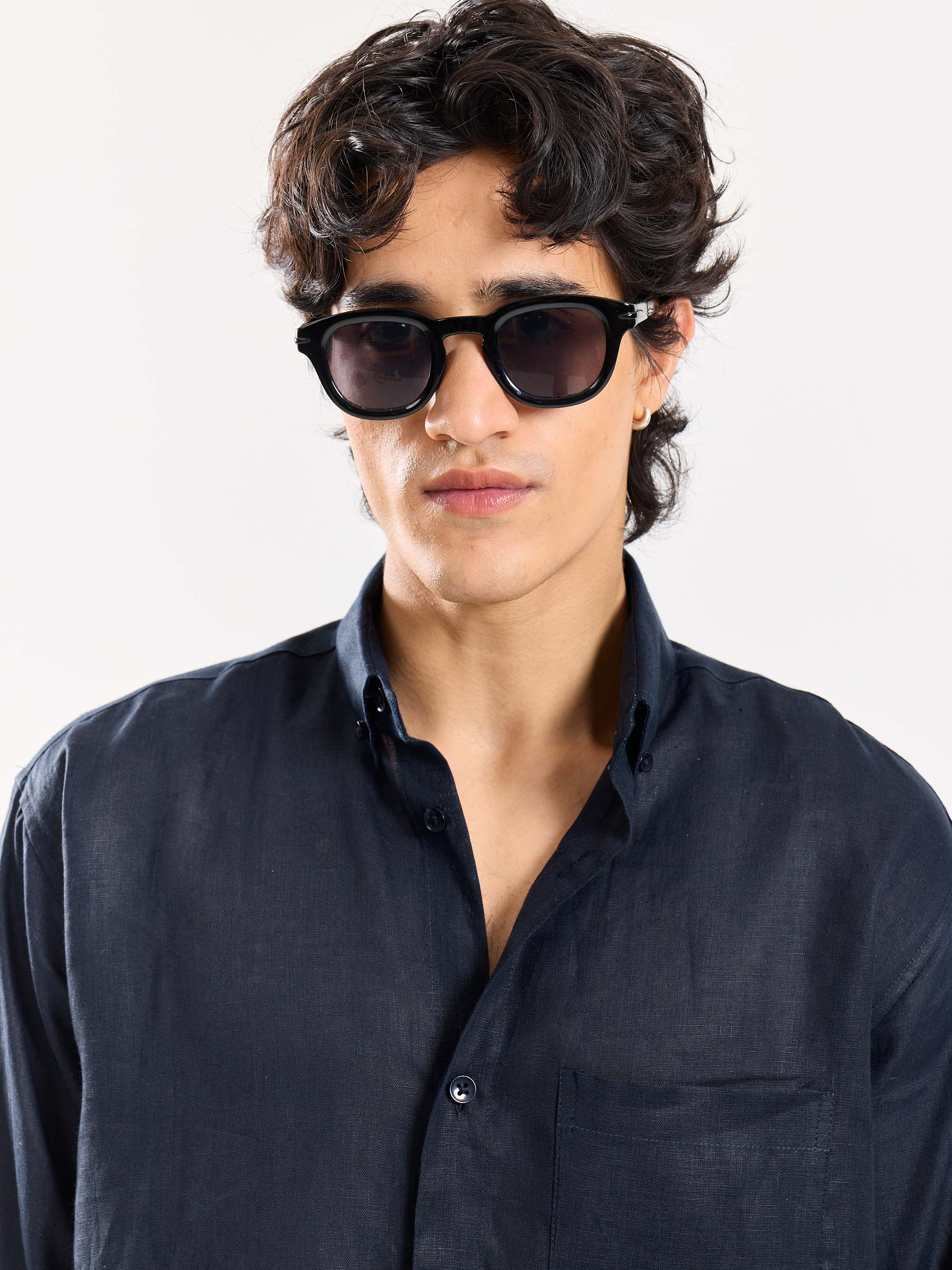 Dark Navy Irish Linen Shirt - Image 3