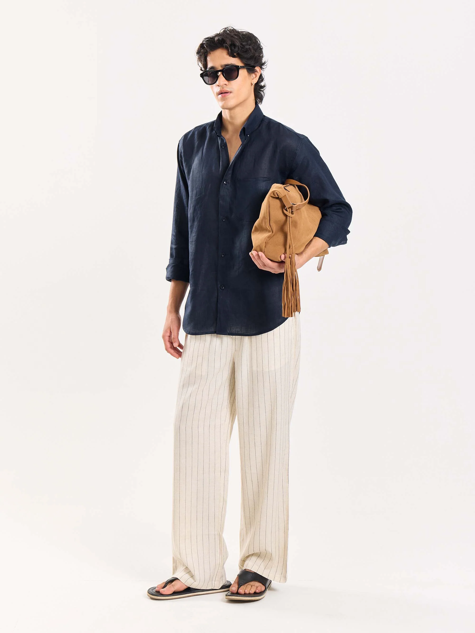 Dark Navy Irish Linen Shirt - Image 4