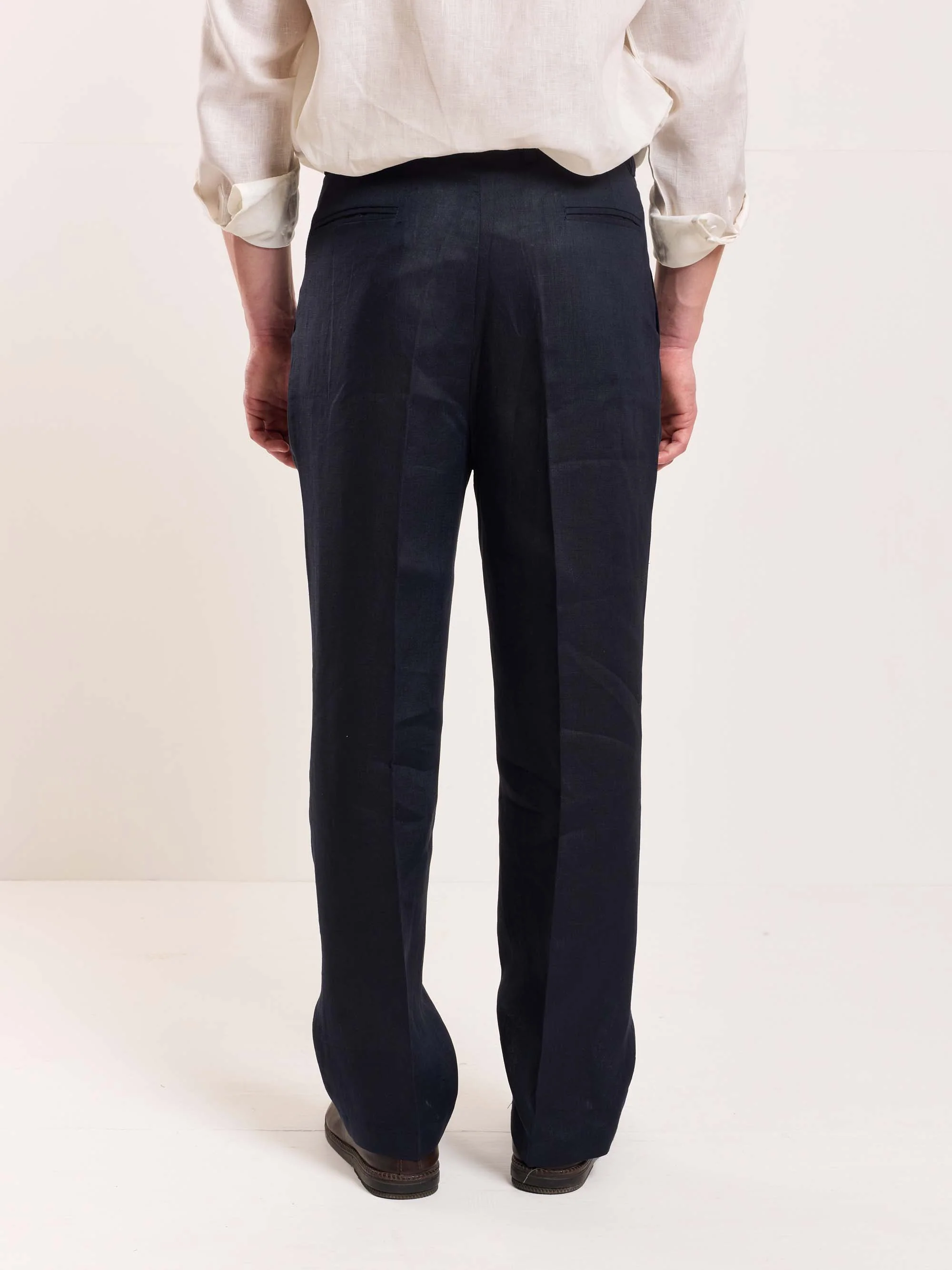 Dark Navy Linen Trousers - Image 6