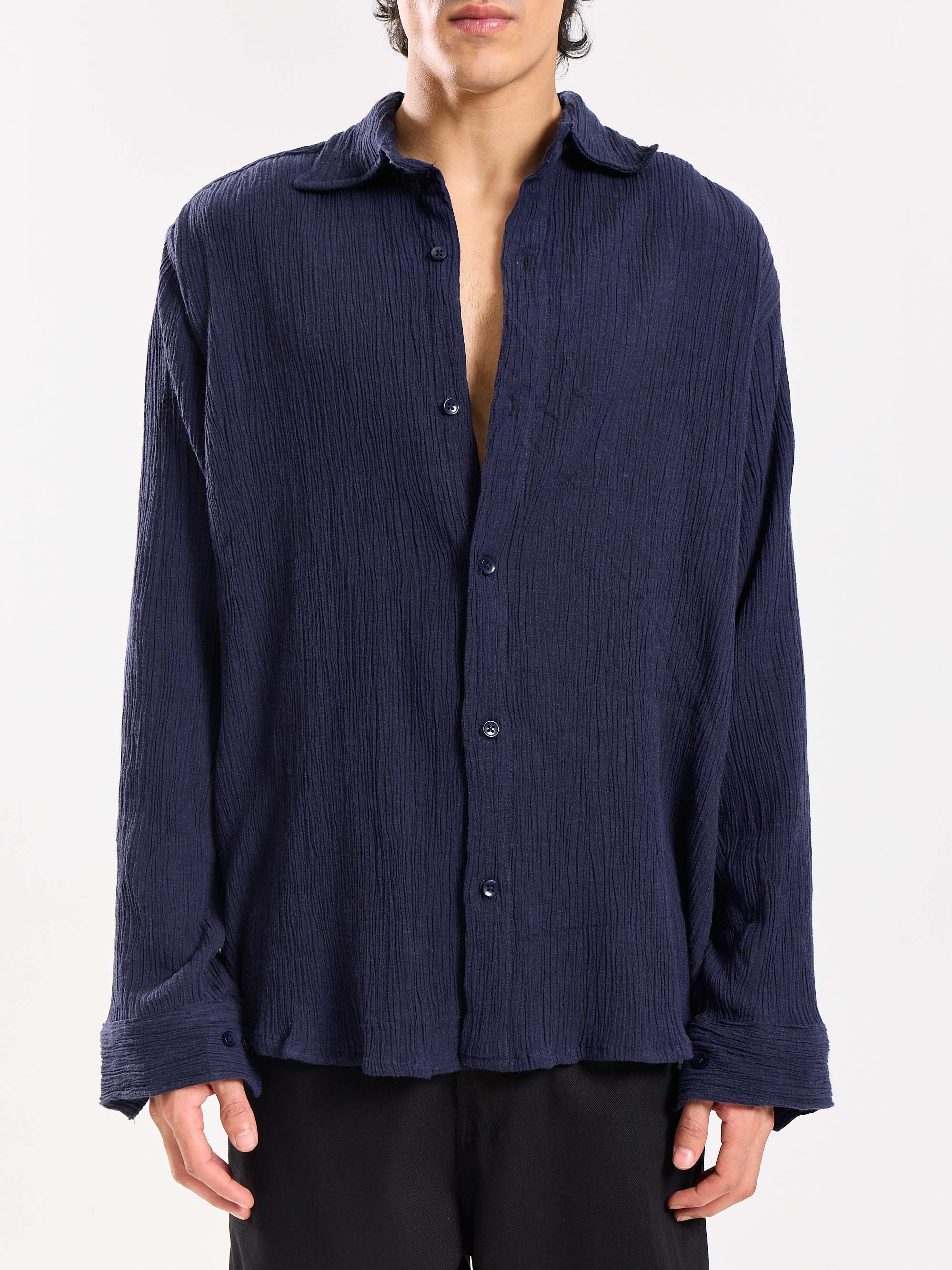 Dark Navy Wrinkled Shirt - Image 6