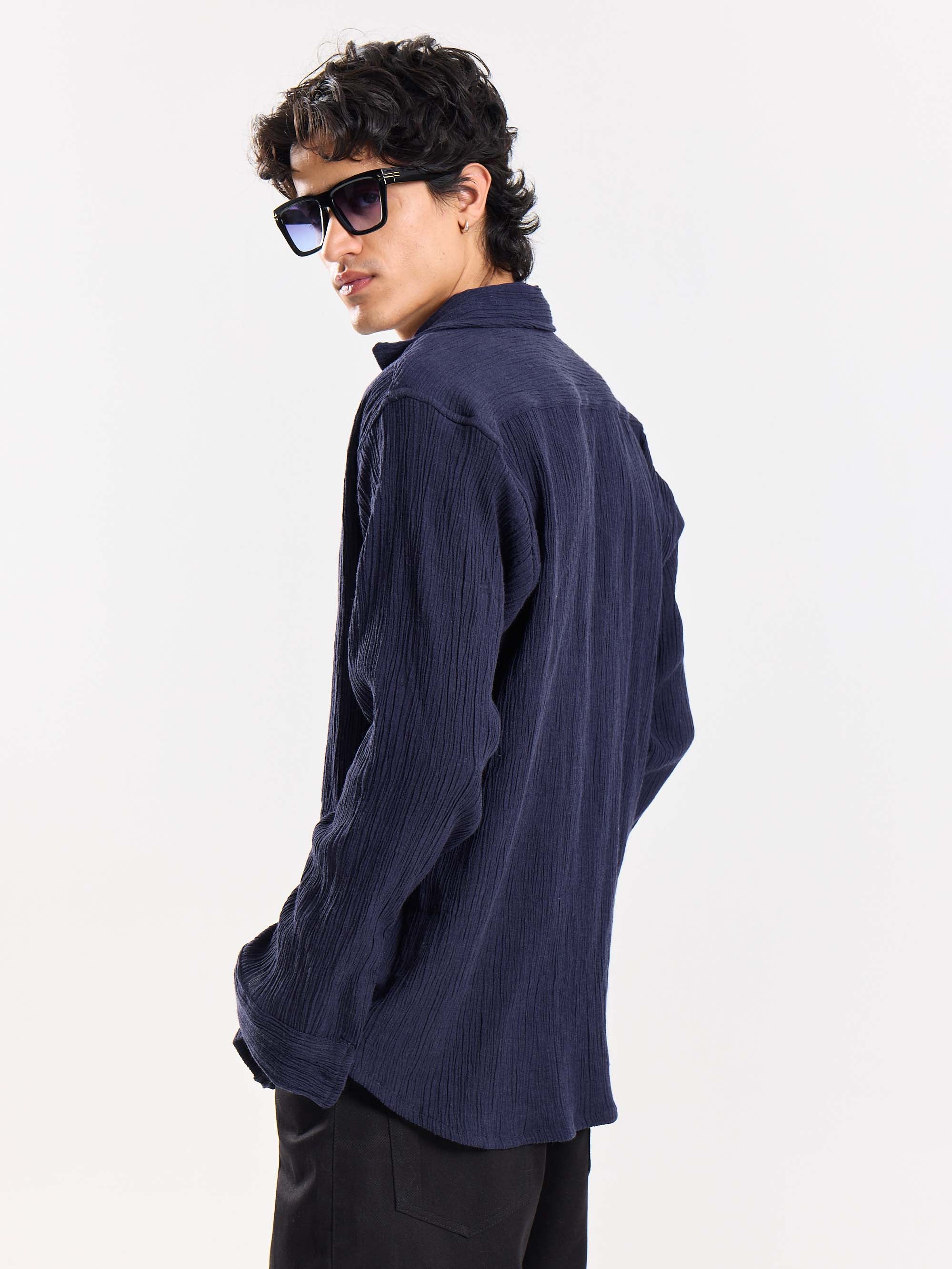 Dark Navy Wrinkled Shirt - Image 7
