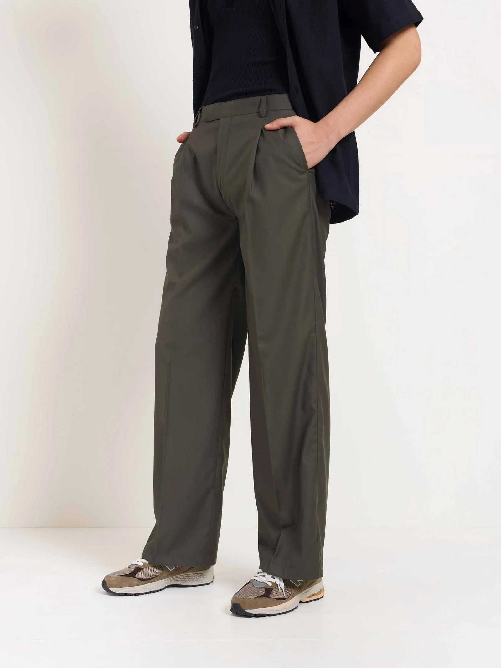 Dark Taupe Baggy Fit Trousers - Image 4
