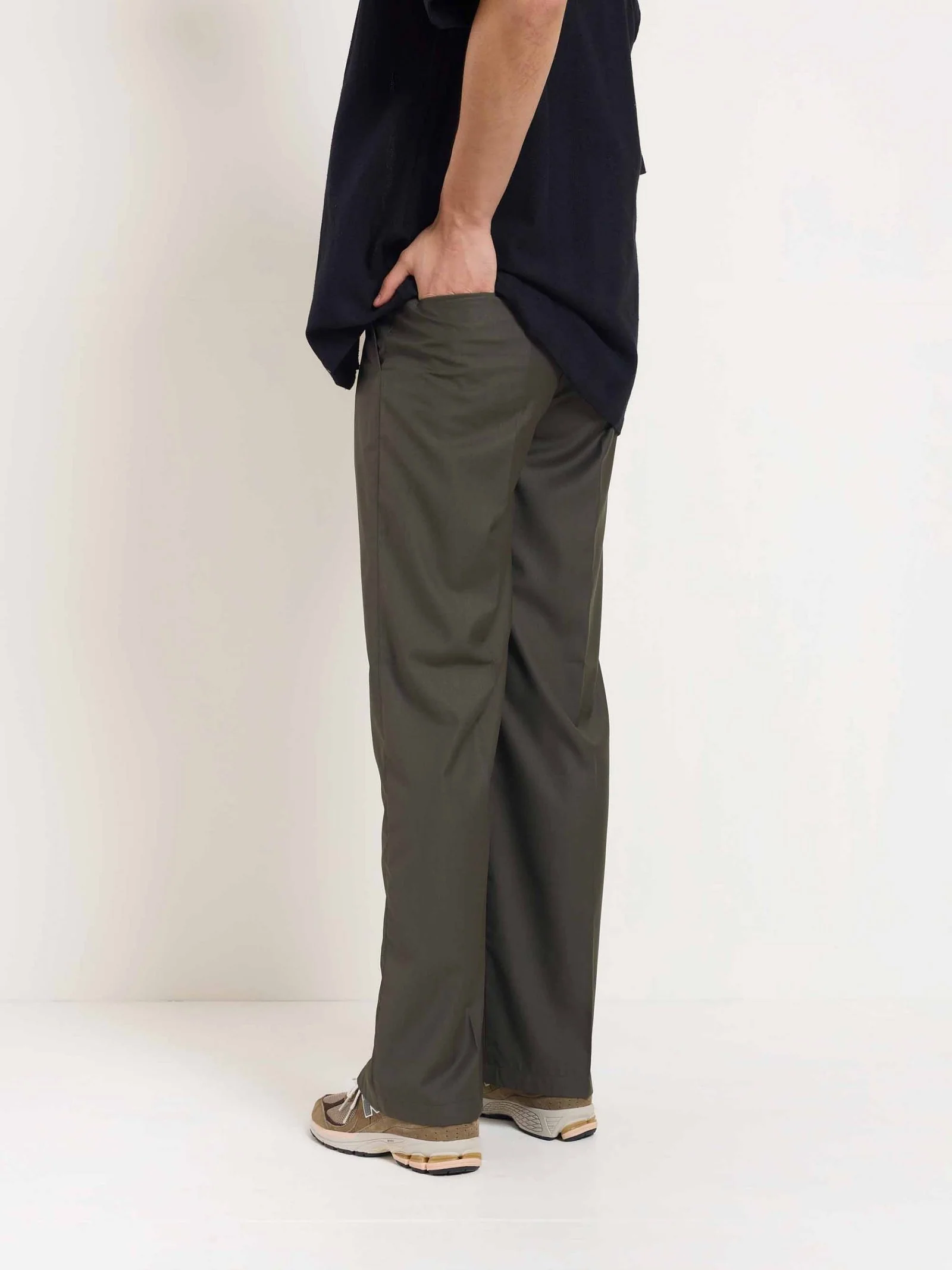 Dark Taupe Baggy Fit Trousers - Image 5