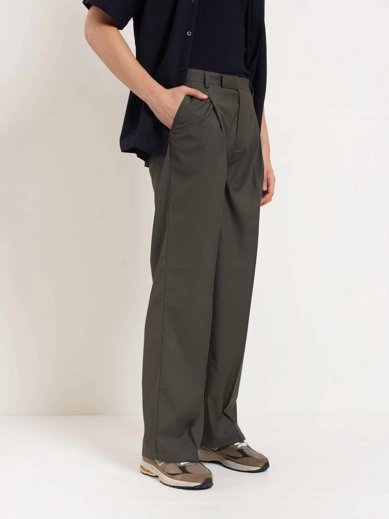 Dark Taupe Baggy Fit Trousers - Image 6