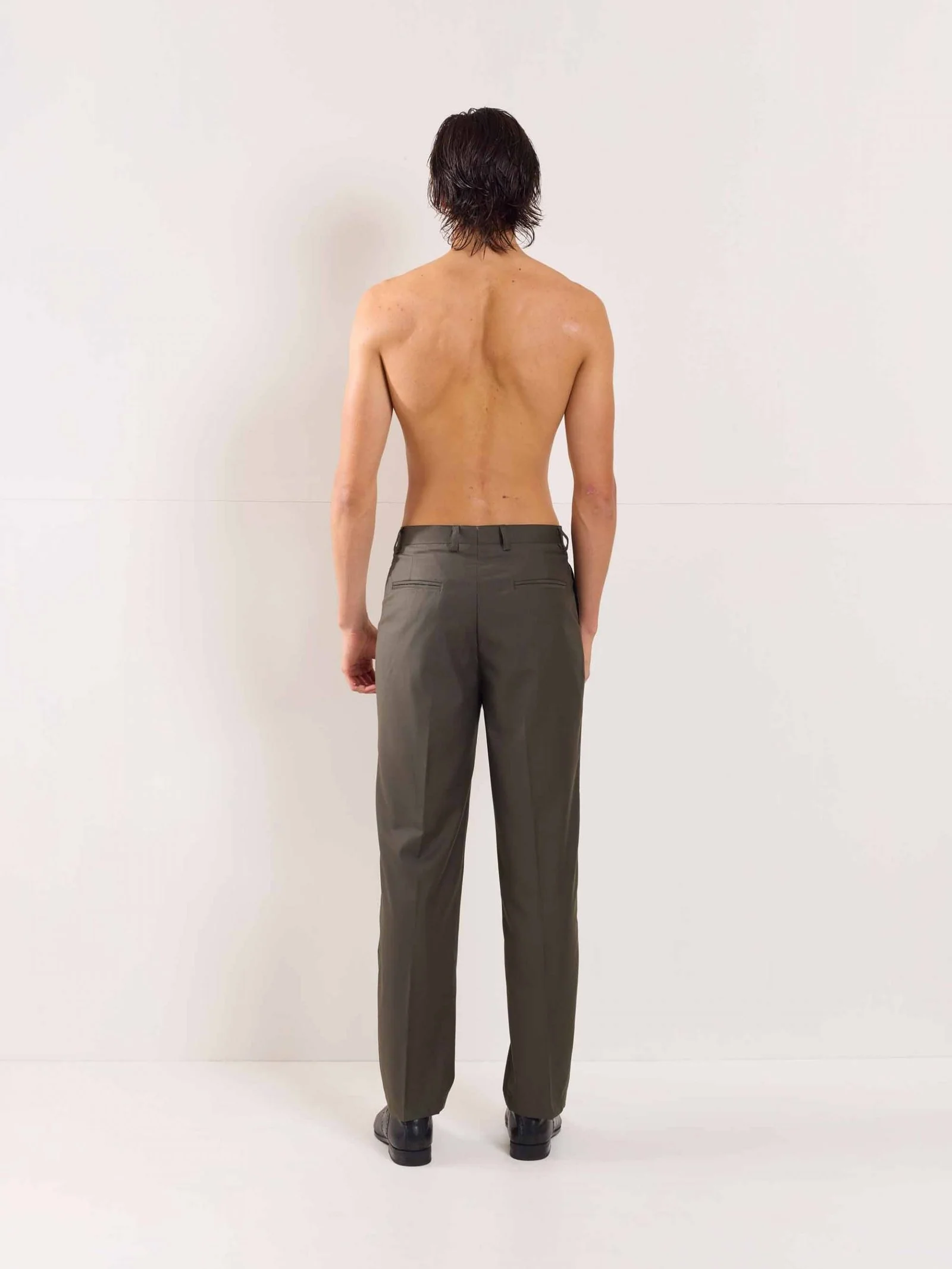 Dark Taupe Straight Fit Trousers - Image 3