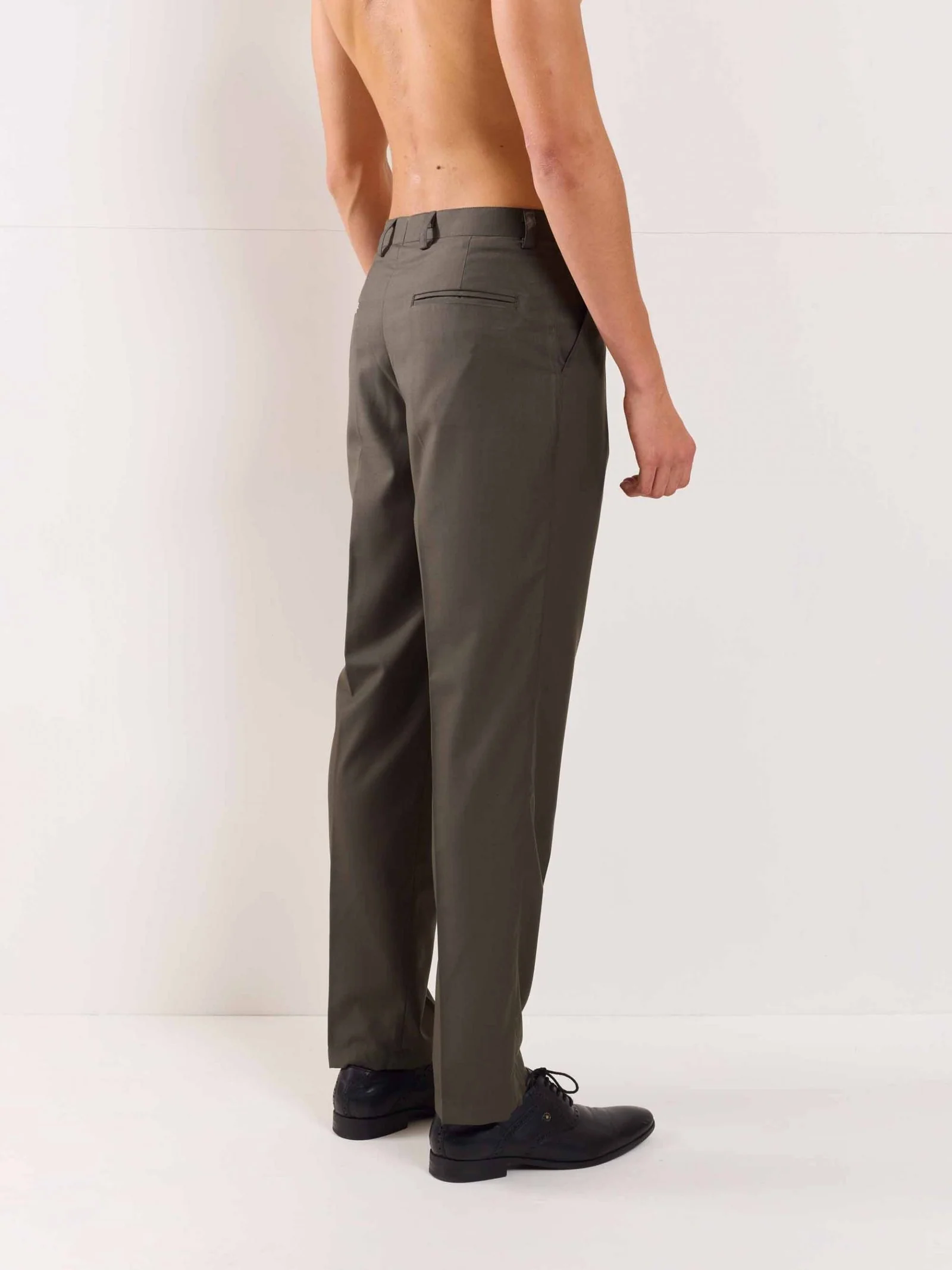Dark Taupe Straight Fit Trousers - Image 6