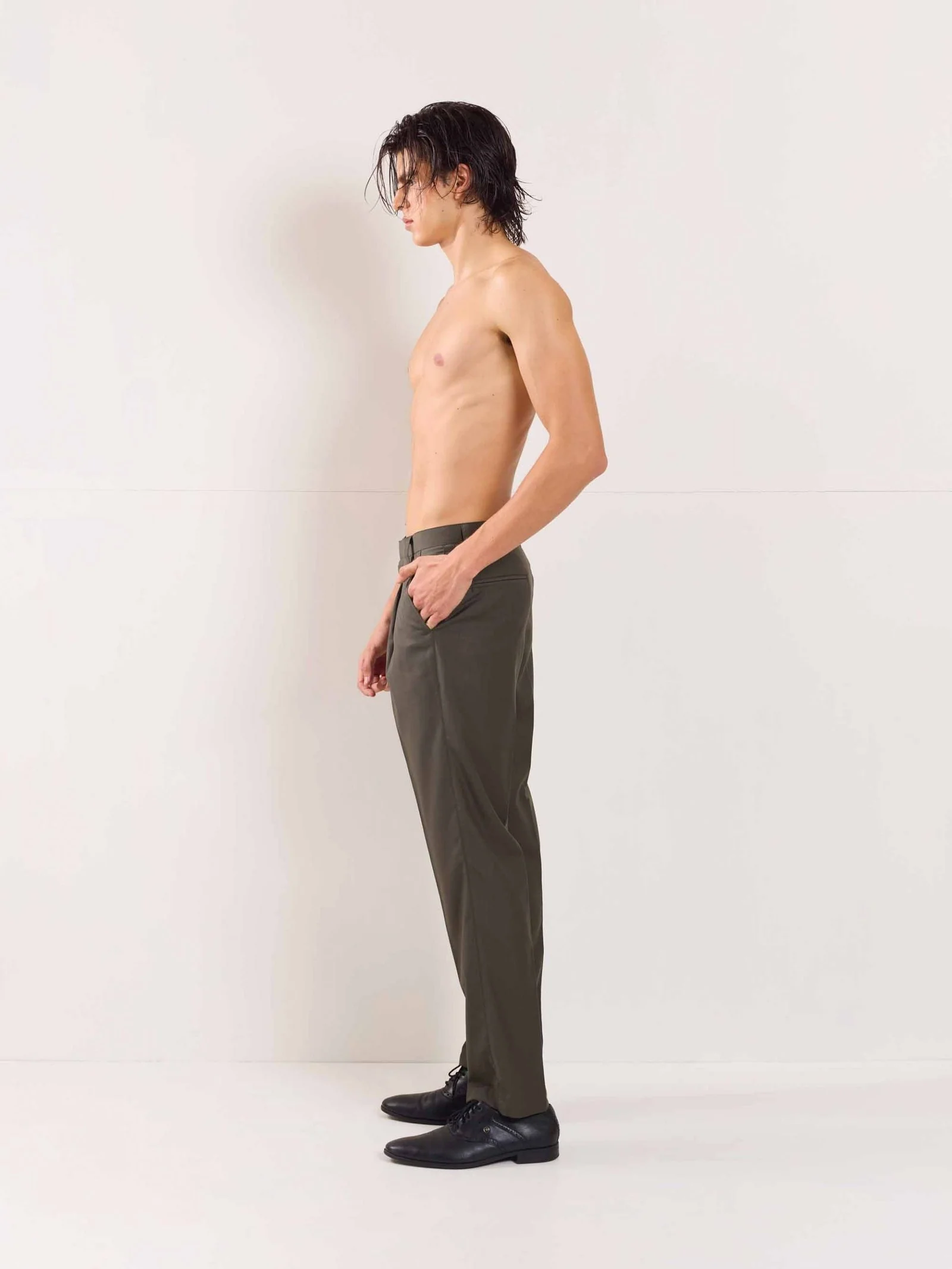 Dark Taupe Straight Fit Trousers - Image 7