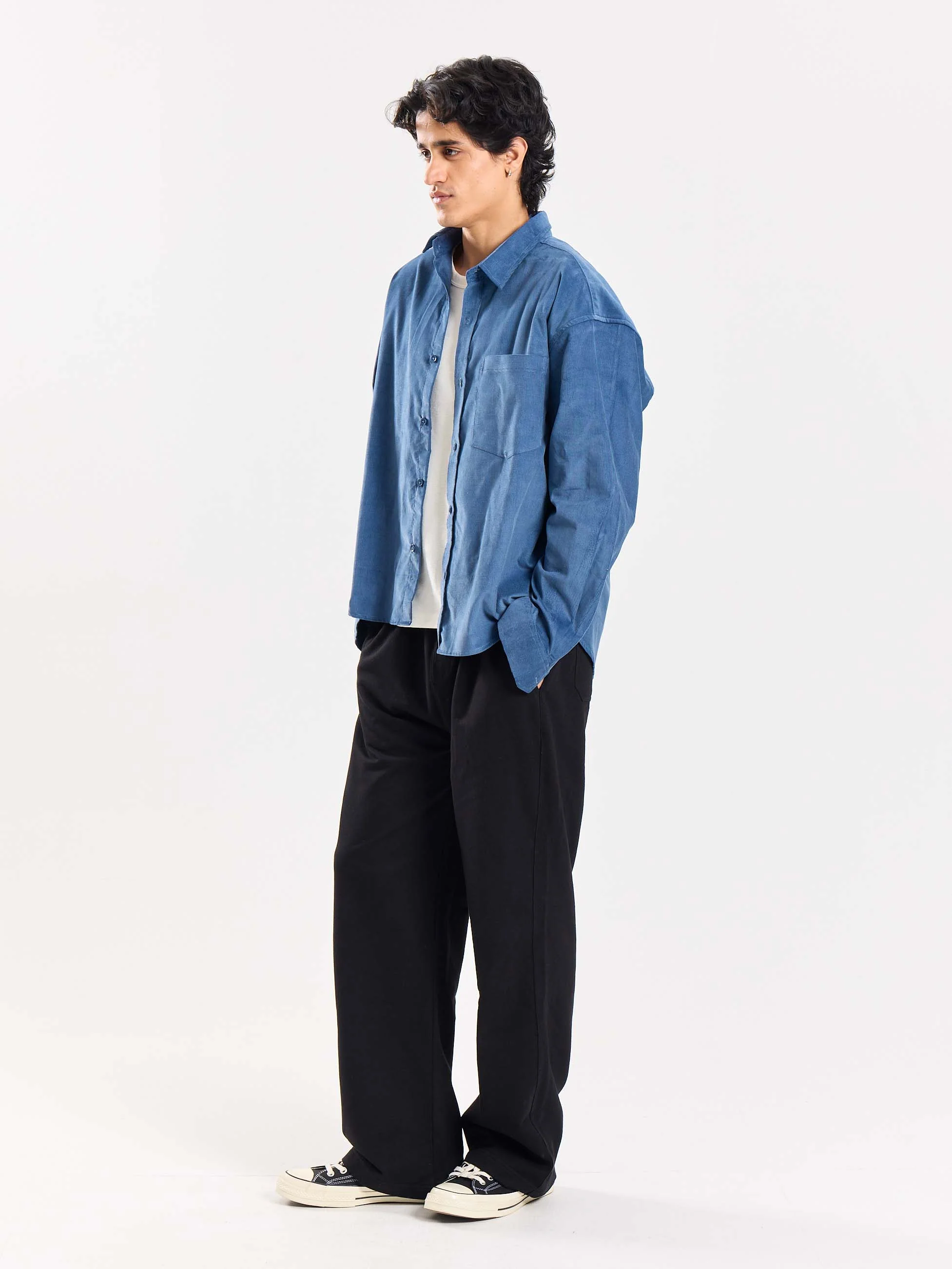 Dusty Blue Corduroy Oversized Shirt - Image 4