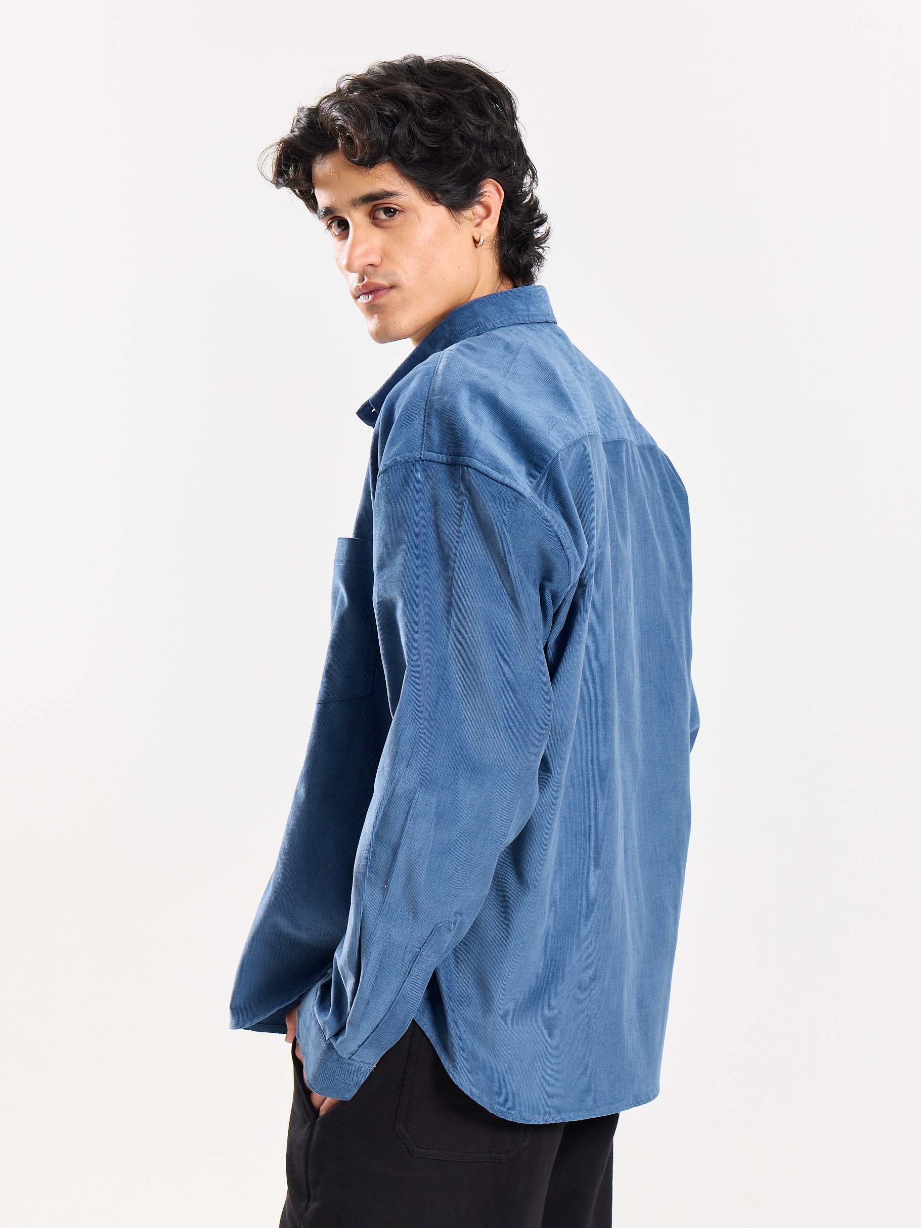 Dusty Blue Corduroy Oversized Shirt - Image 5