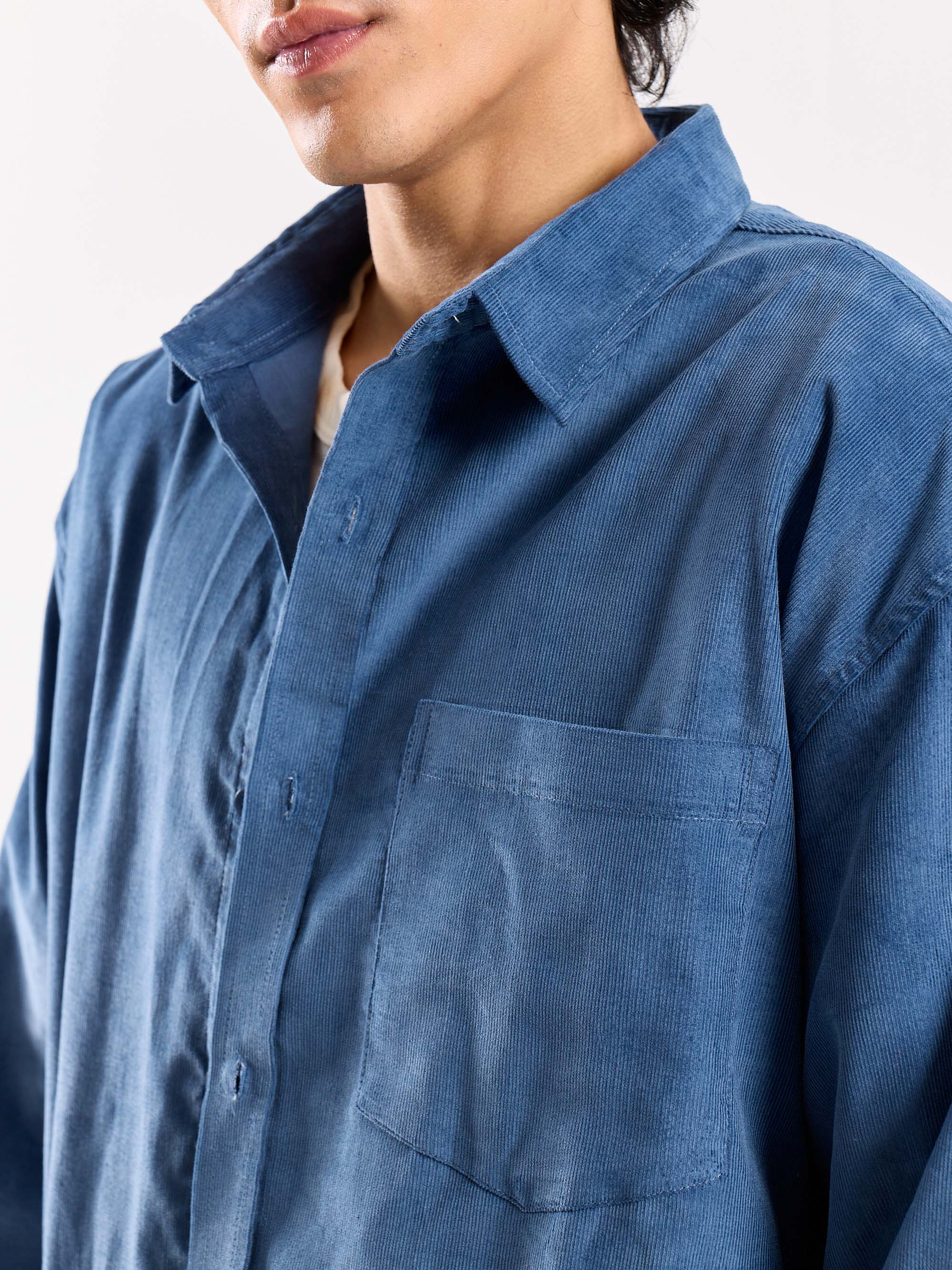 Dusty Blue Corduroy Oversized Shirt - Image 7