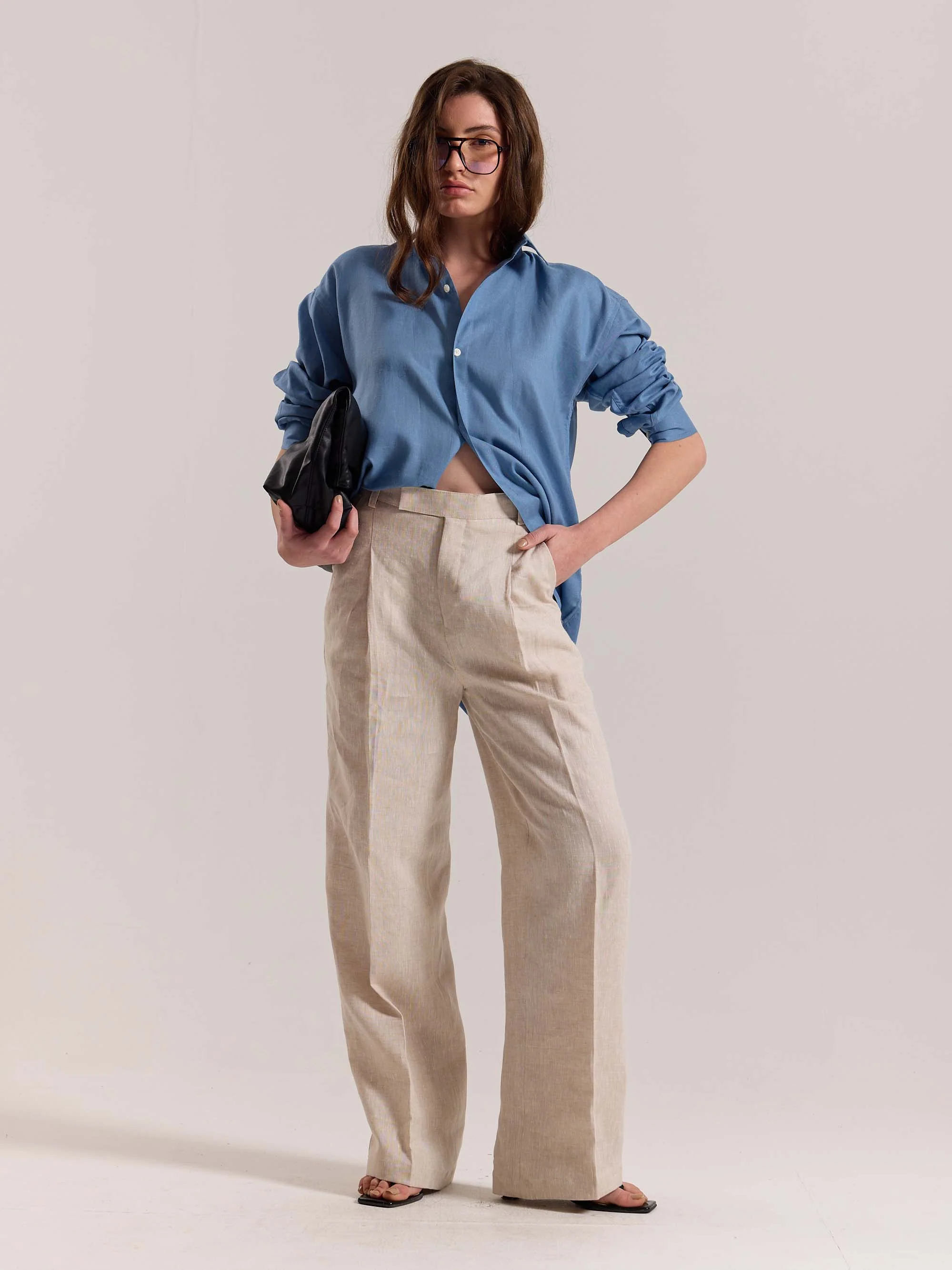 Dusty Blue Linen-blend Shirt - Image 2