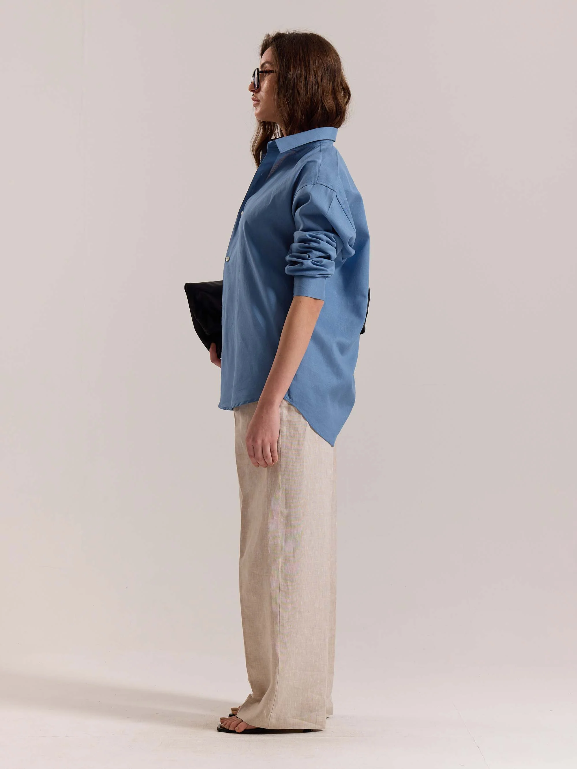 Dusty Blue Linen-blend Shirt - Image 7