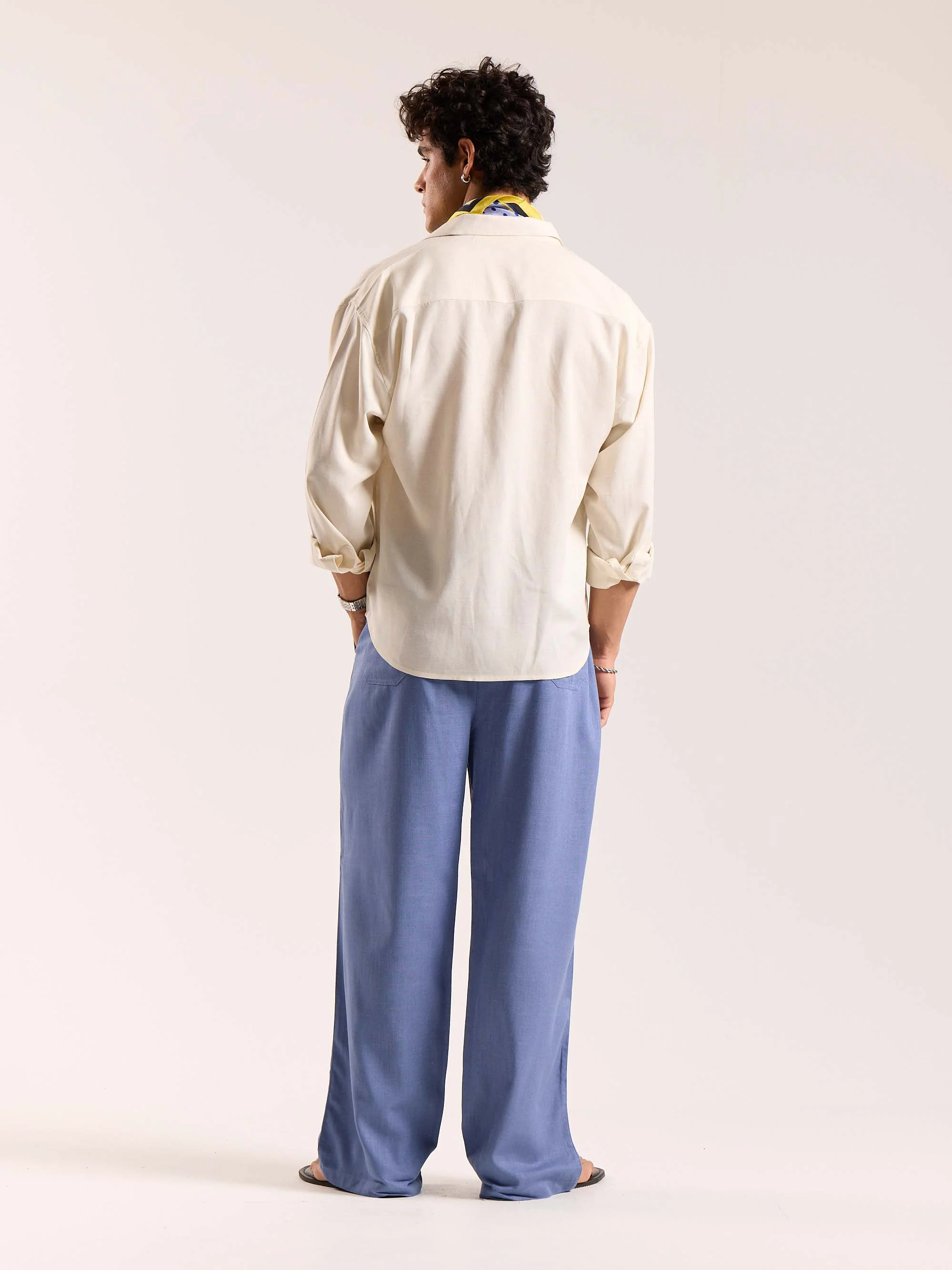 Dusty Blue Linen Pull-on Pants - Image 8