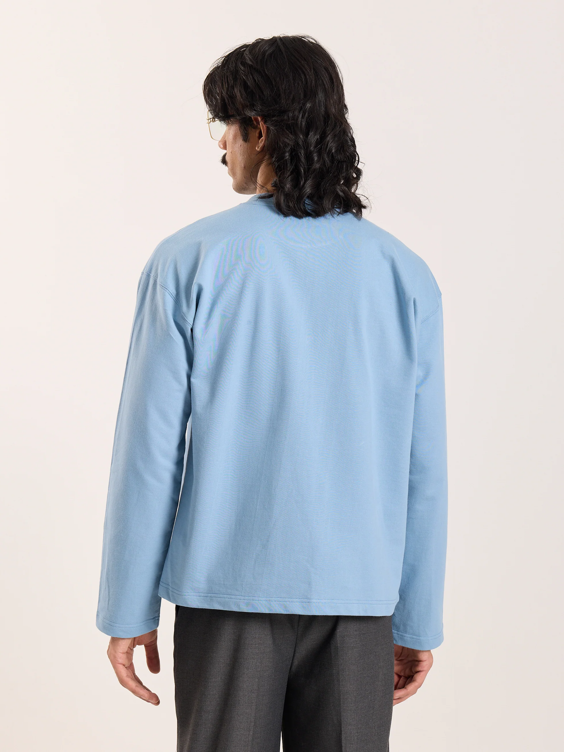 Dusty Blue Loose Fit Cropped T-Shirt - Image 8