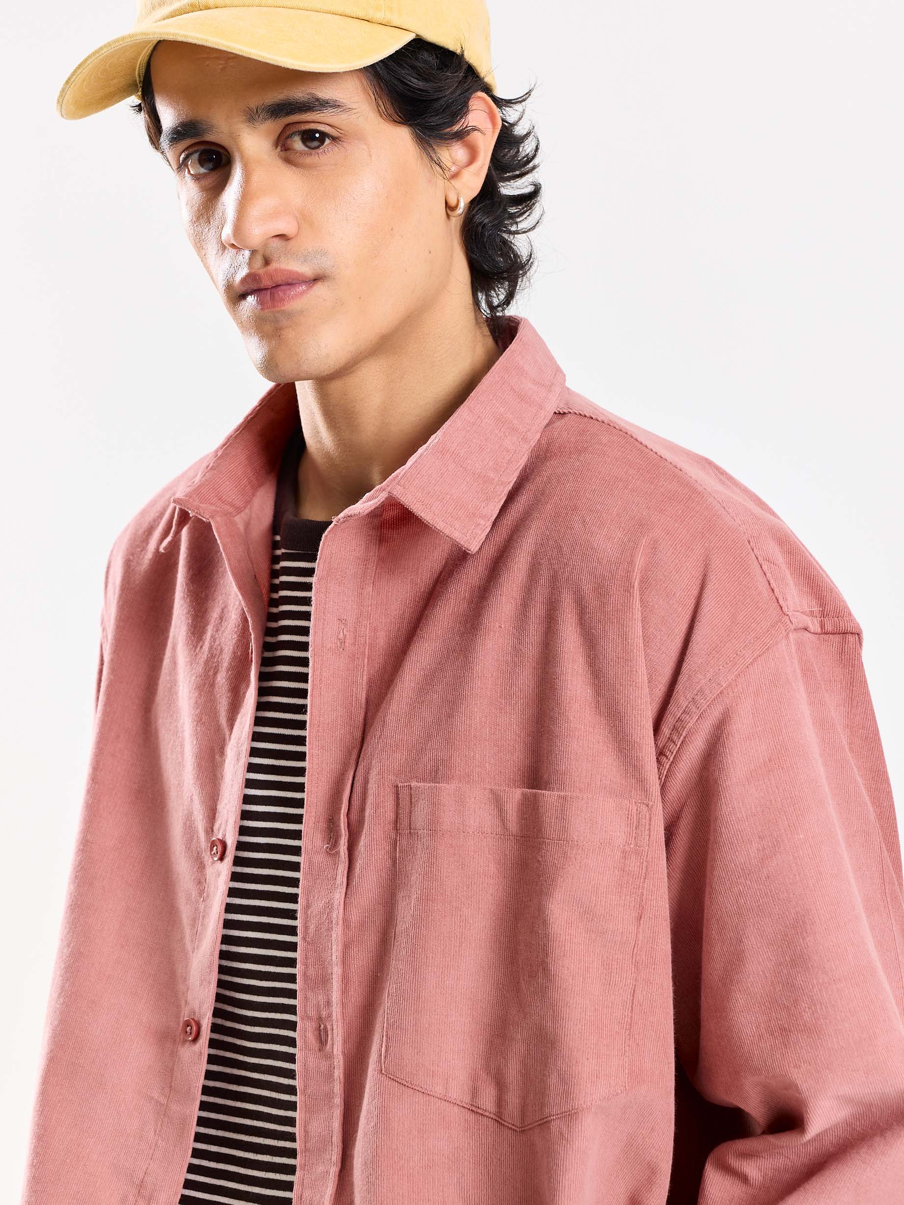 Dusty Pink Corduroy Oversized Shirt - Image 3