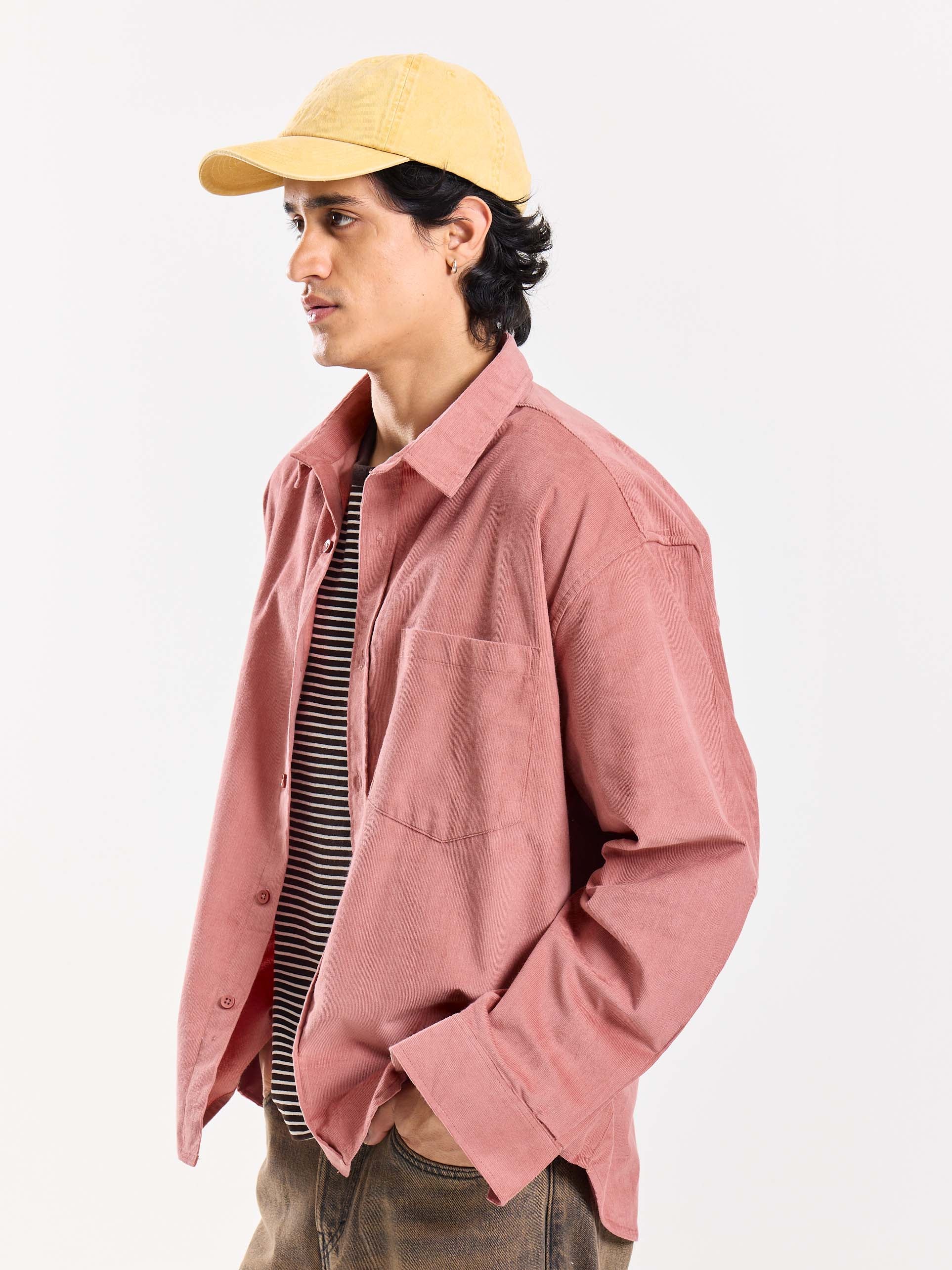 Dusty Pink Corduroy Oversized Shirt - Image 5
