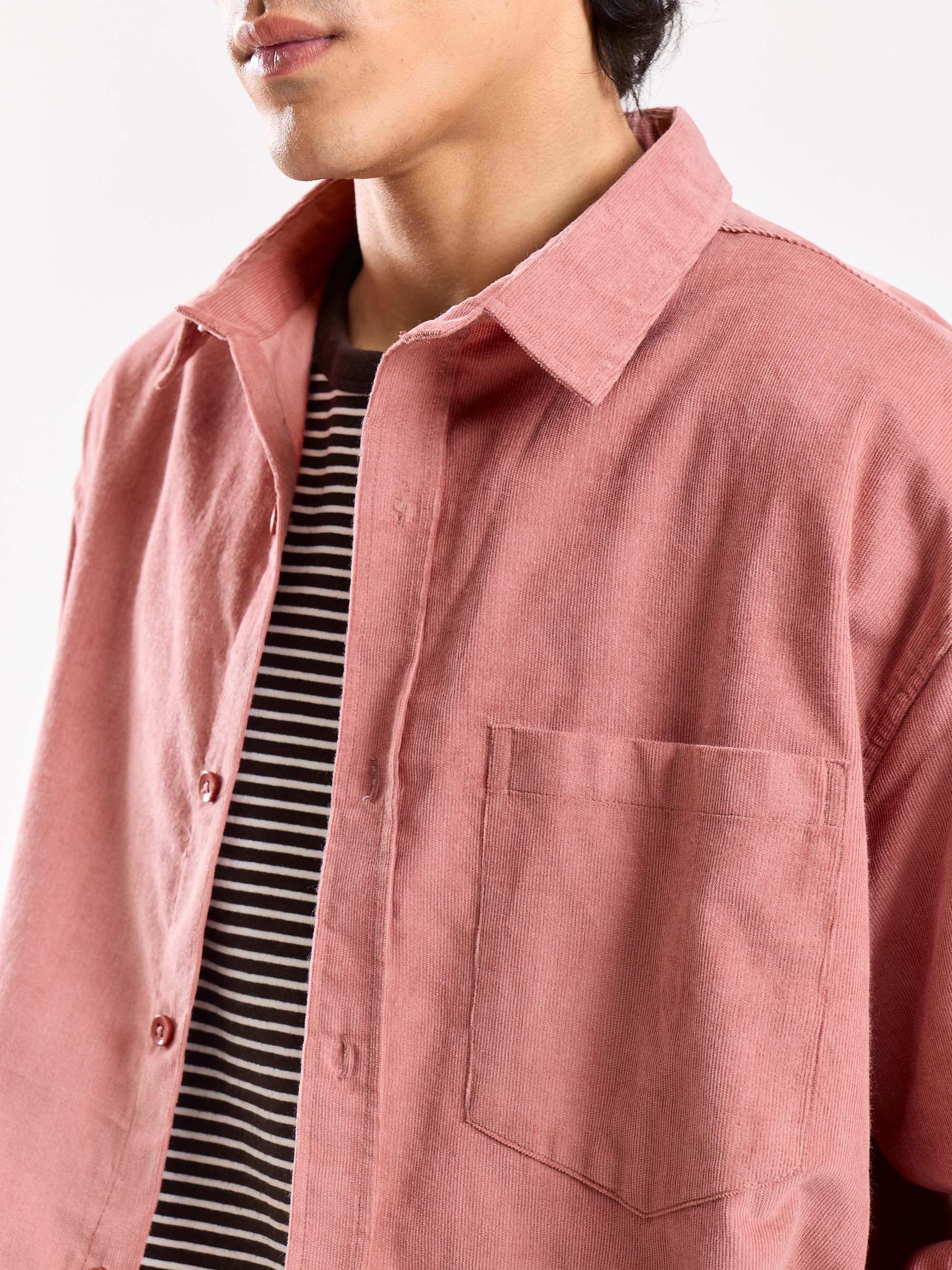 Dusty Pink Corduroy Oversized Shirt - Image 7