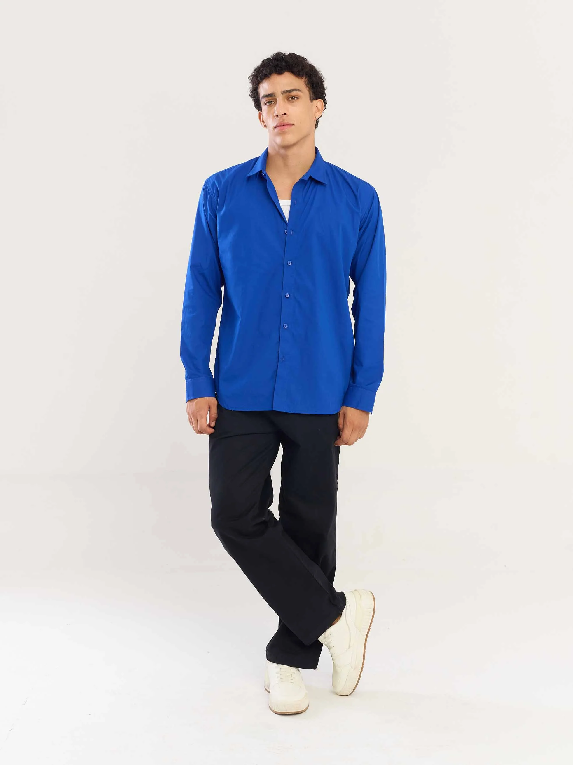 Electric Blue Poplin Shirt - Image 2