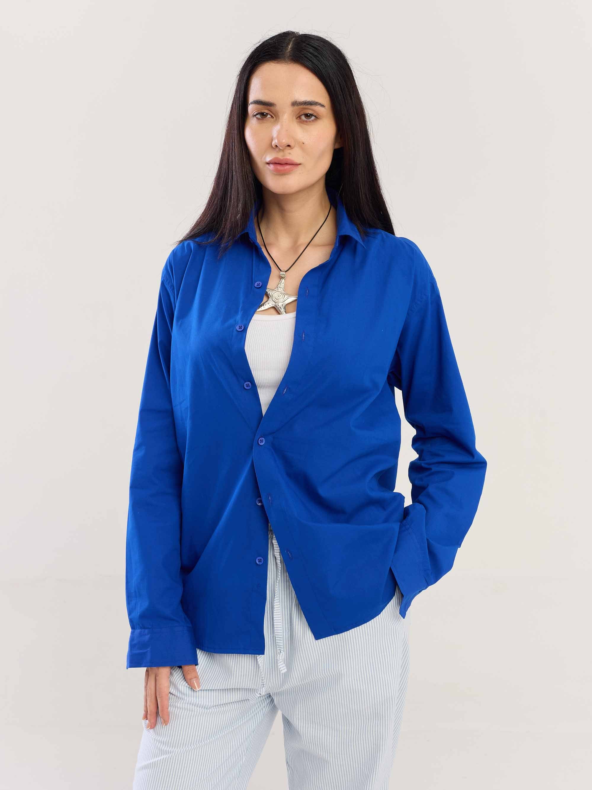 Electric Blue Poplin Shirt - Image 3