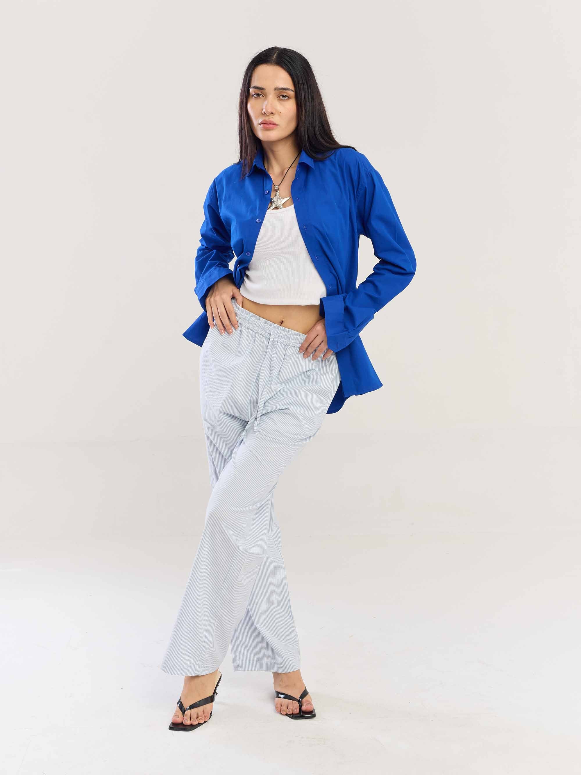 Electric Blue Poplin Shirt - Image 4