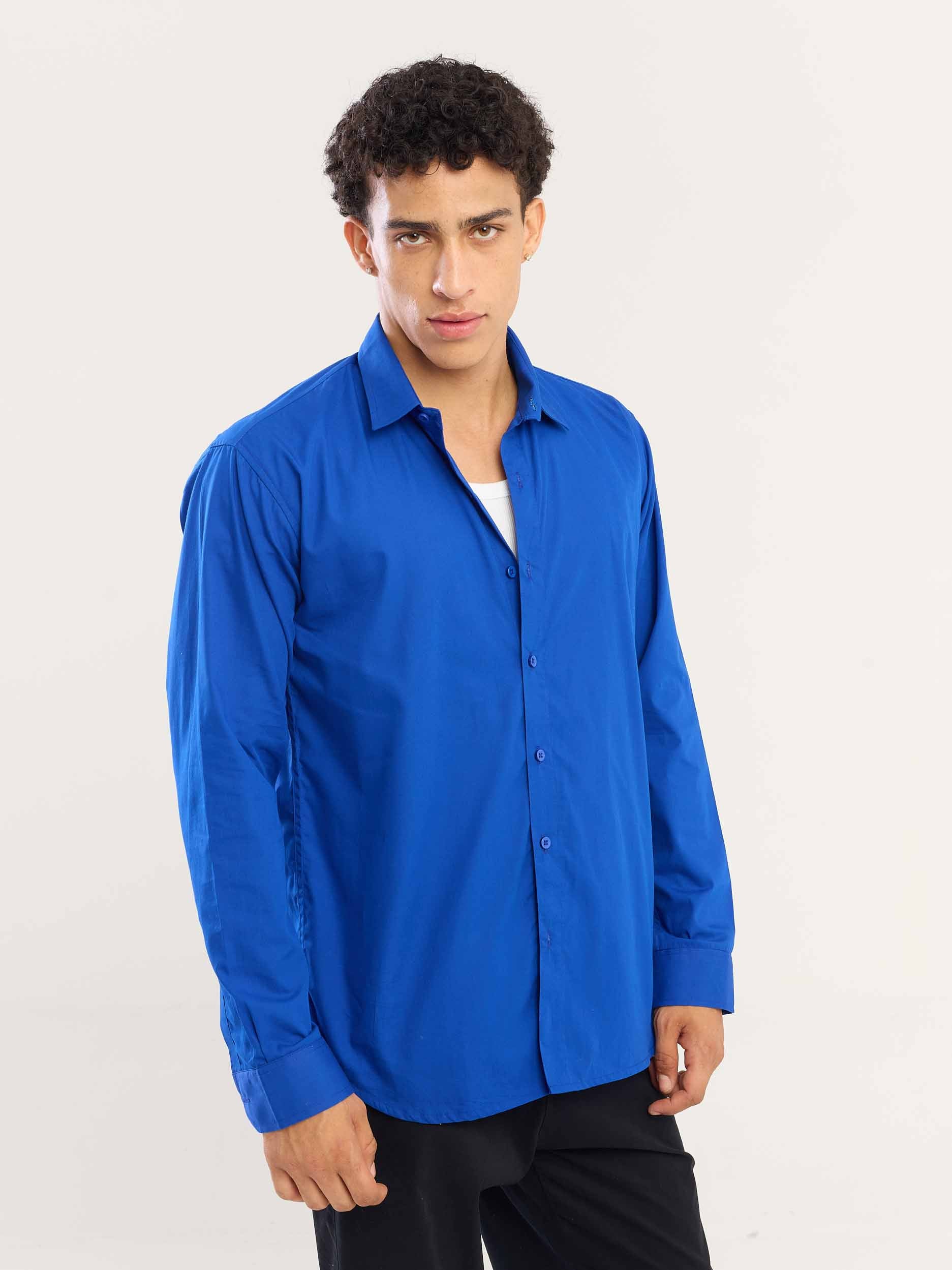 Electric Blue Poplin Shirt - Image 6