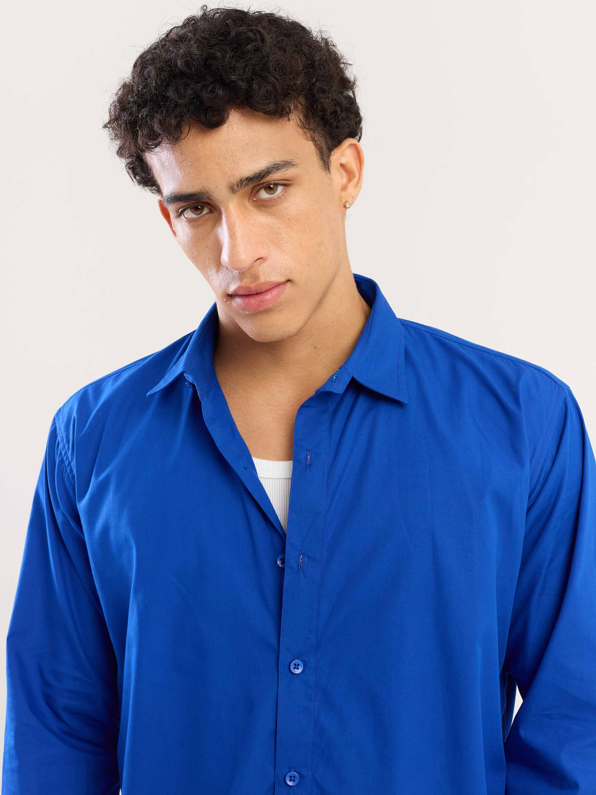 Electric Blue Poplin Shirt - Image 7