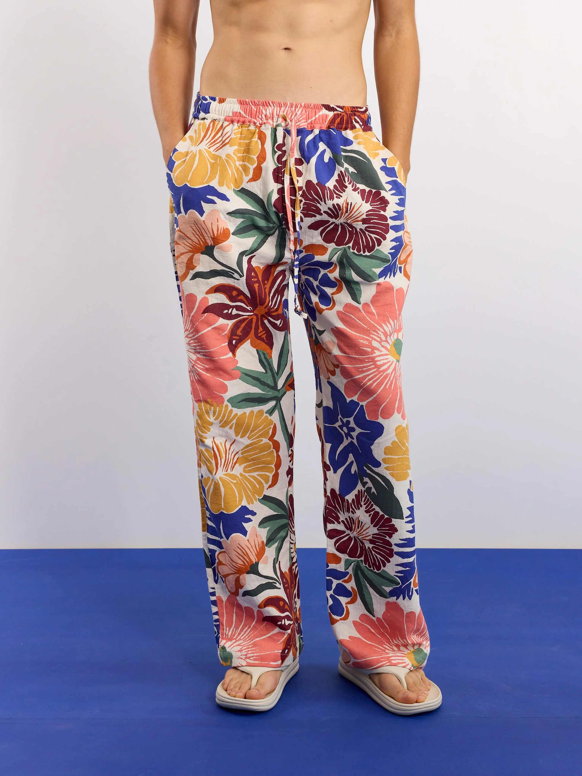 Floral Print Gauze Pull-on Pants - Image 3