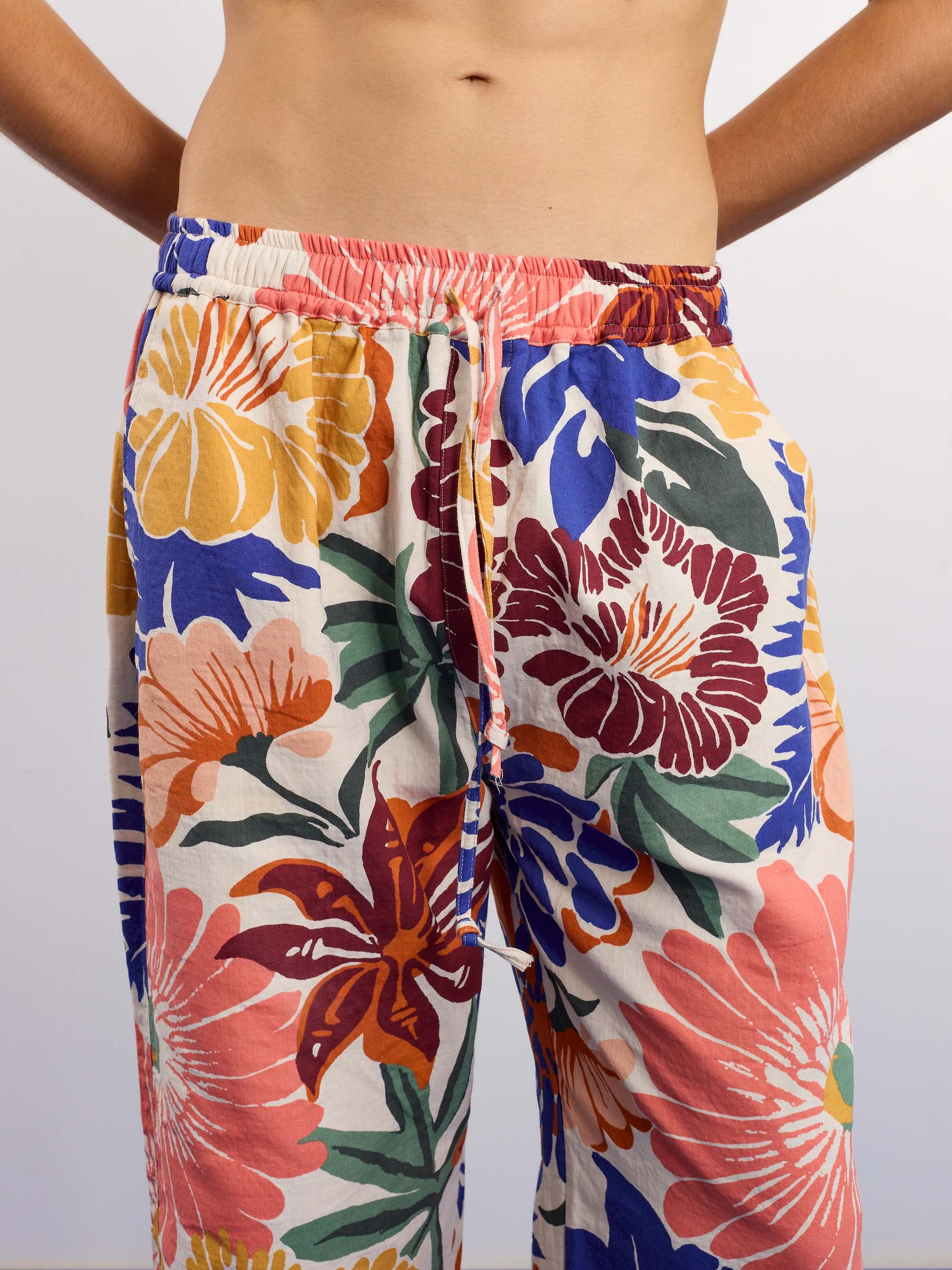 Floral Print Gauze Pull-on Pants - Image 5