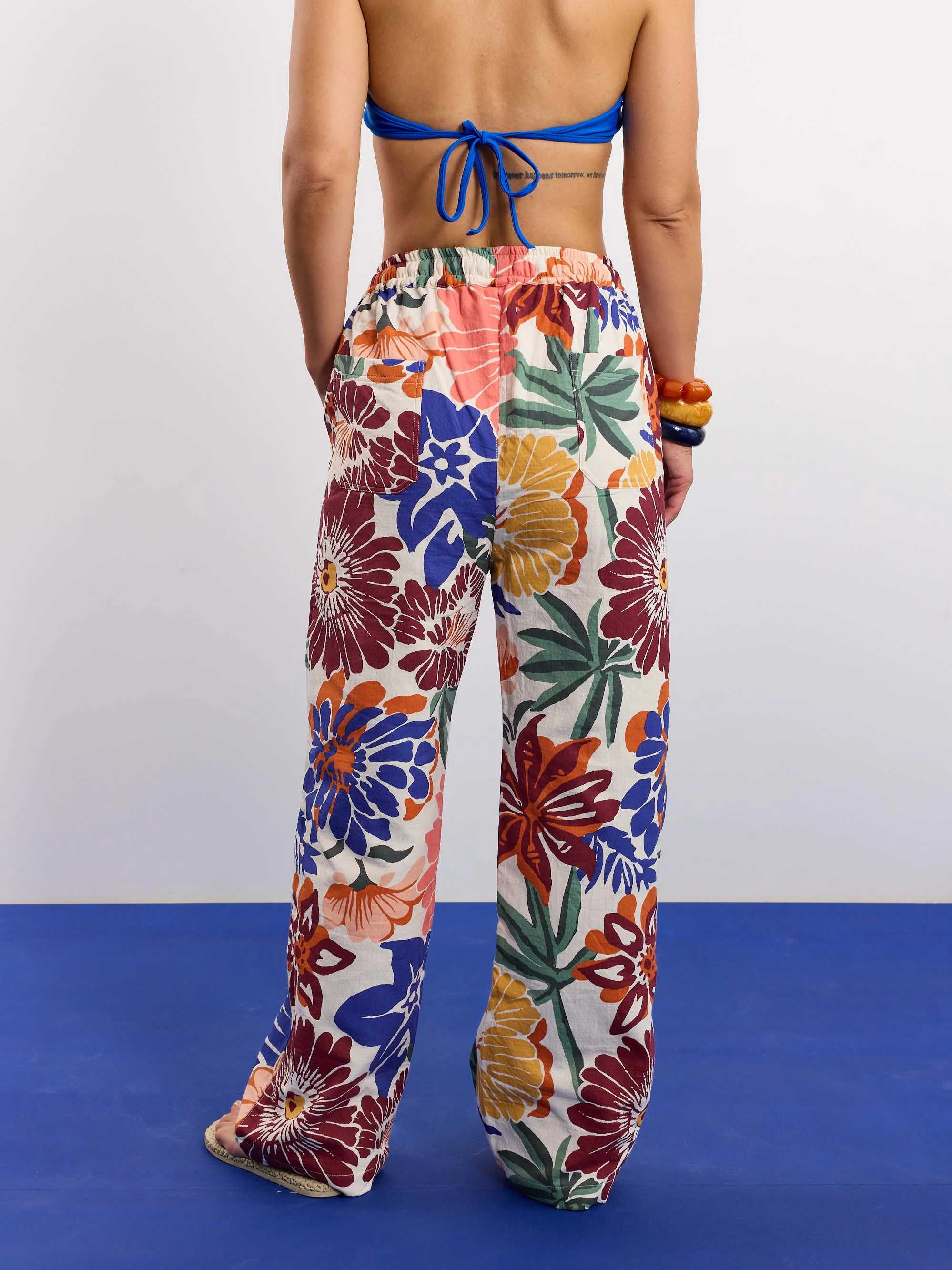 Floral Print Gauze Pull-on Pants - Image 8