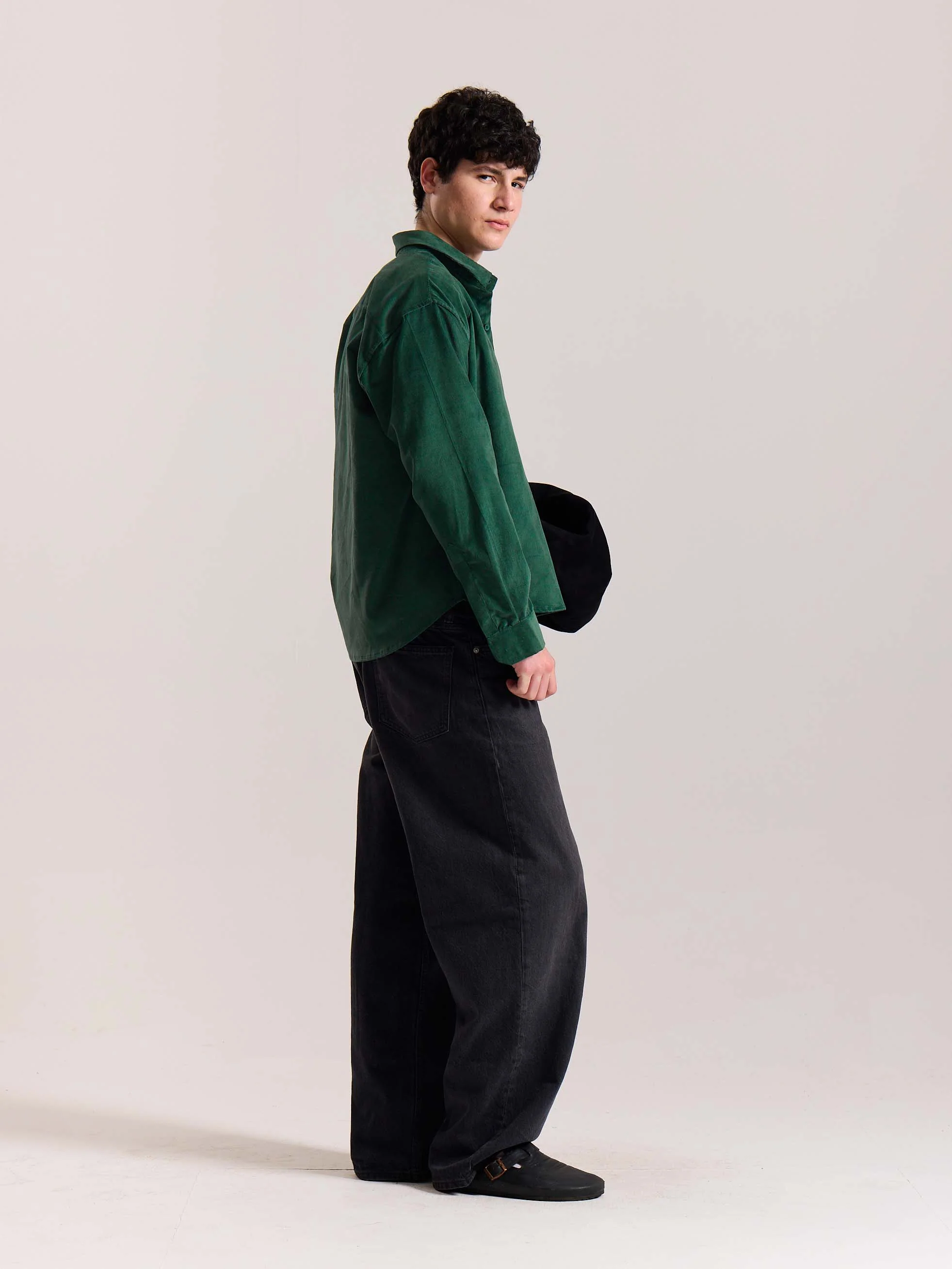 Forest Green Corduroy Oversized Shirt - Image 4