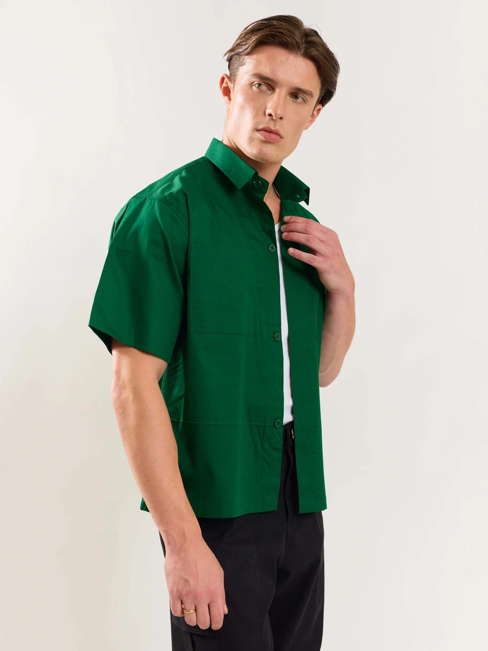 Forest Green Cropped Shirt - Image 3