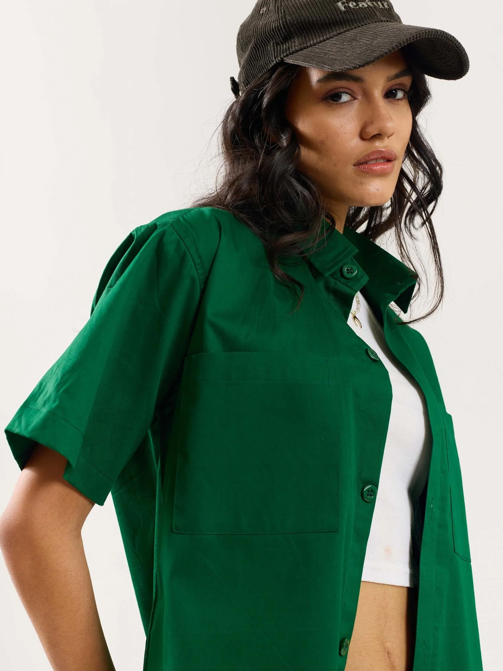 Forest Green Cropped Shirt - Image 6