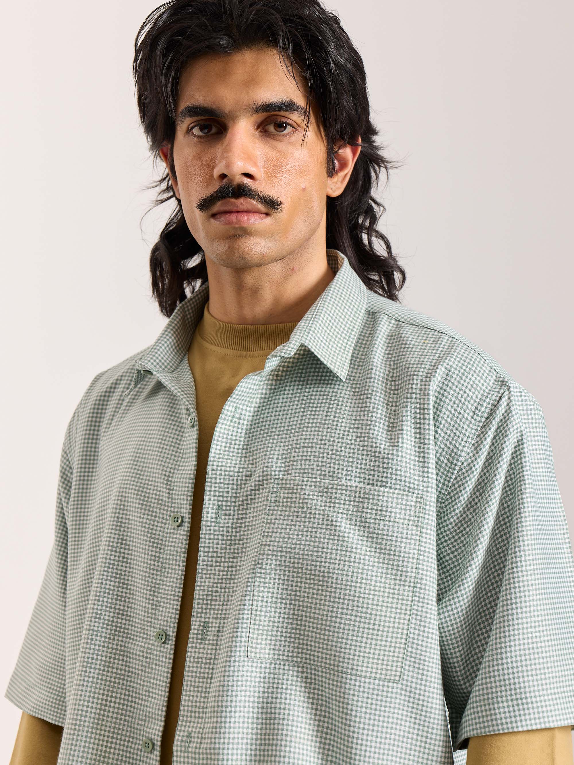 Green Checkered Cropped Shirt - Image 5