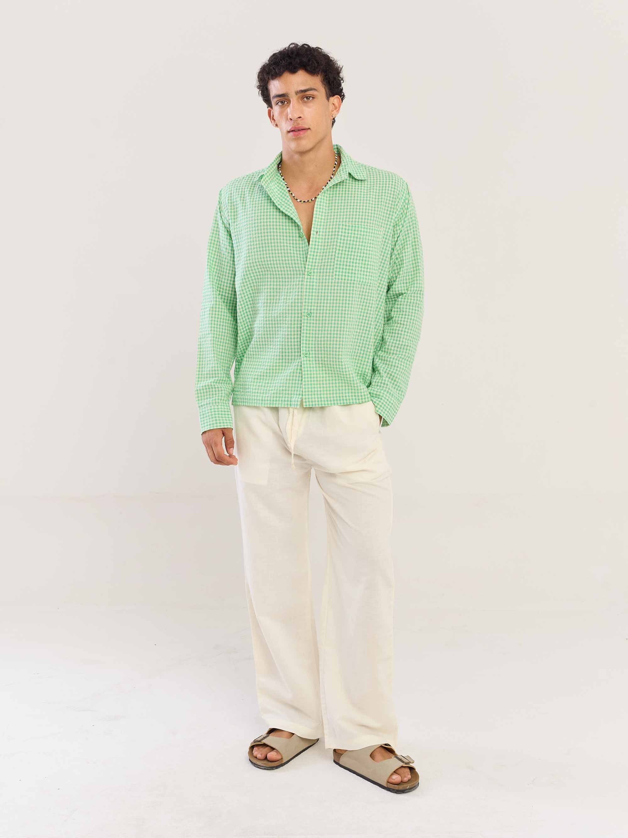 Green Gingham Seersucker Shirt - Image 2
