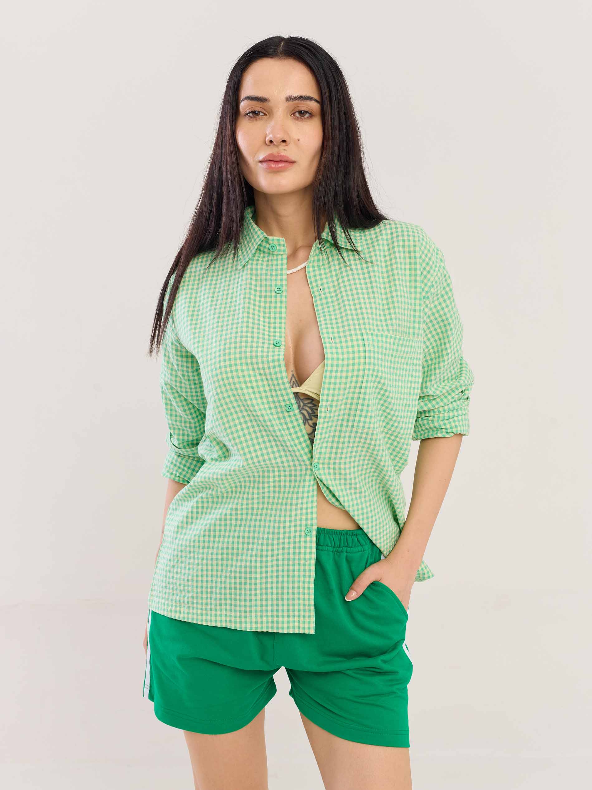 Green Gingham Seersucker Shirt - Image 3