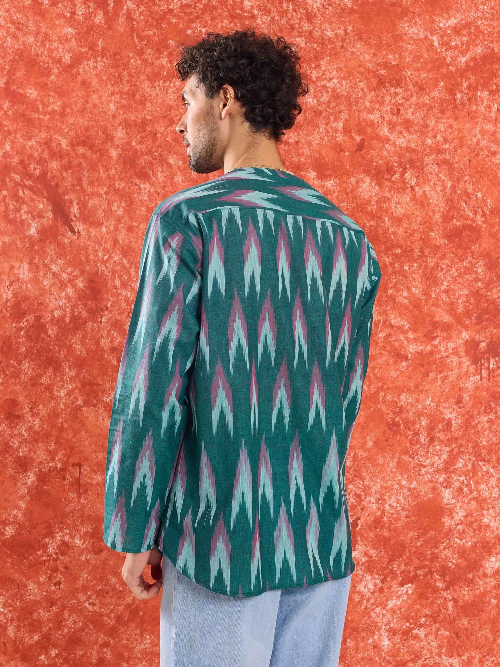 Green Ikat Short Kurta - Image 6