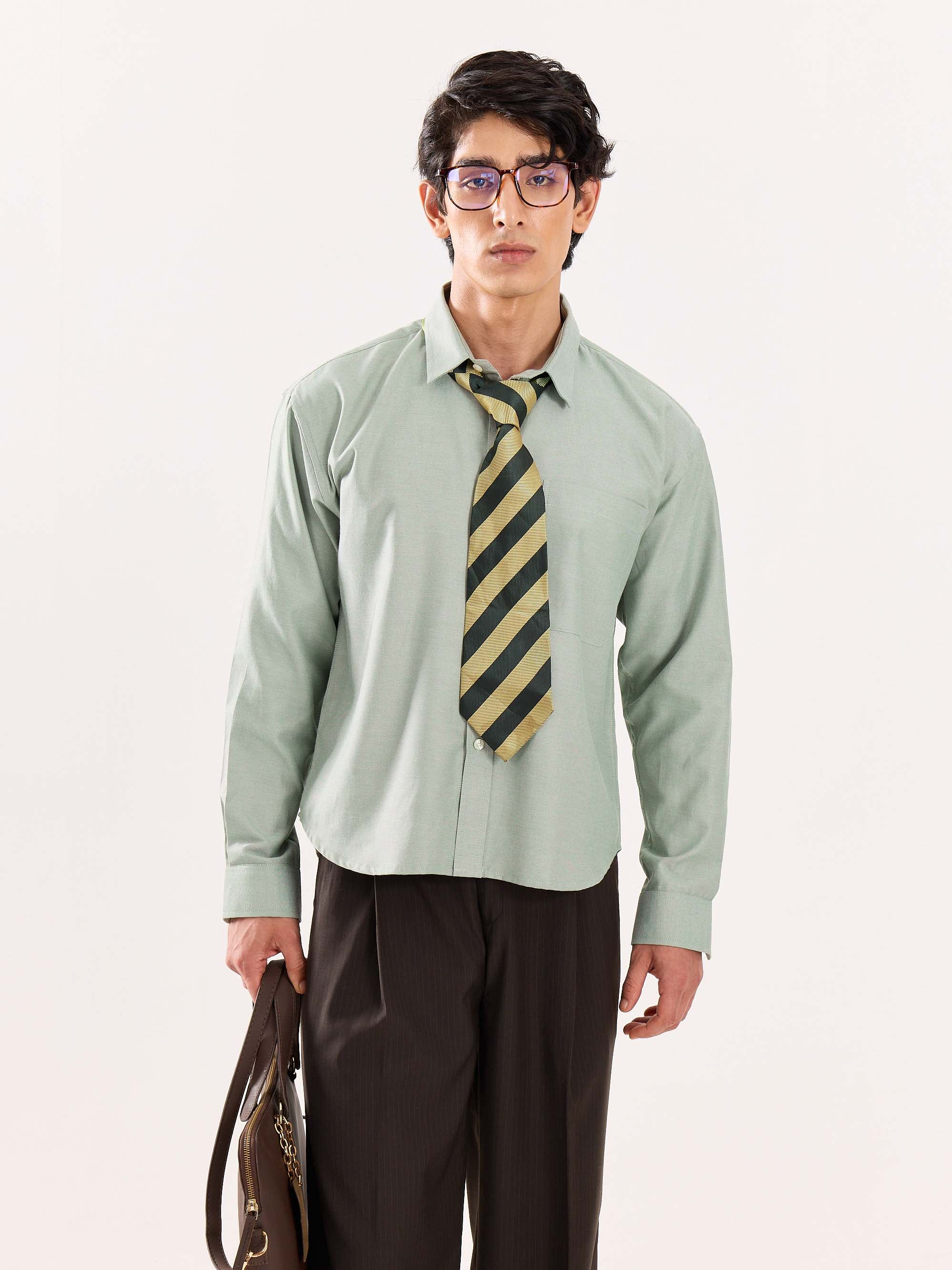 Green Oversized Cropped Shirt - Image 3