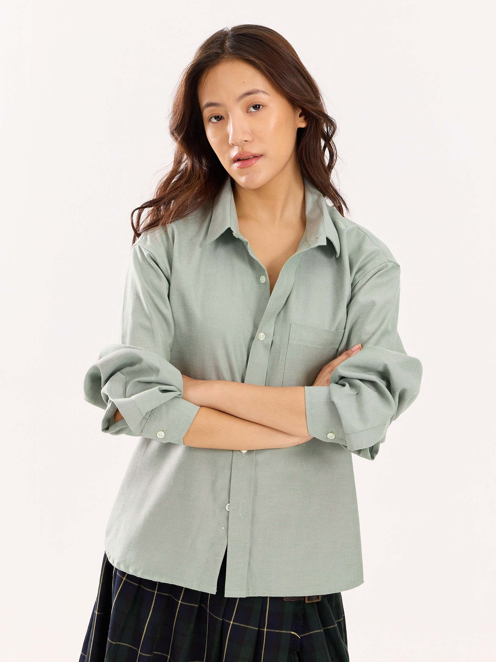 Green Oversized Cropped Shirt - Image 4