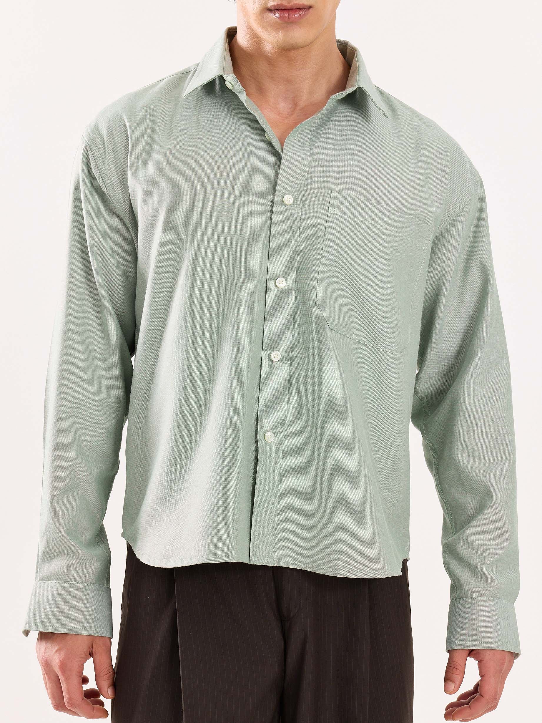 Green Oversized Cropped Shirt - Image 5