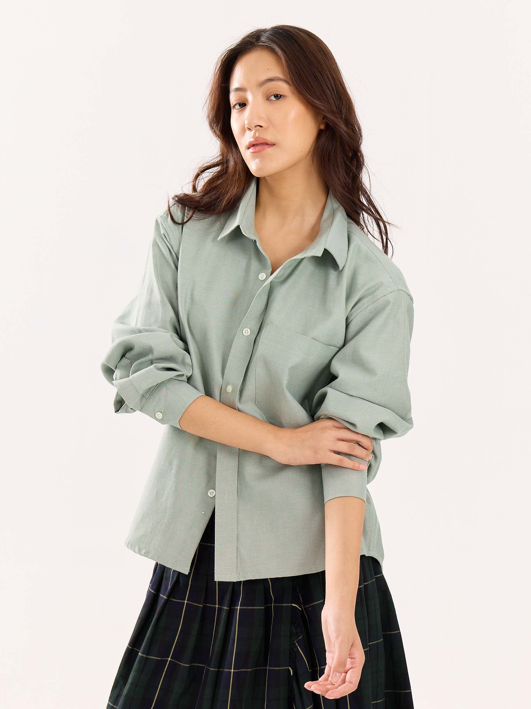 Green Oversized Cropped Shirt - Image 6